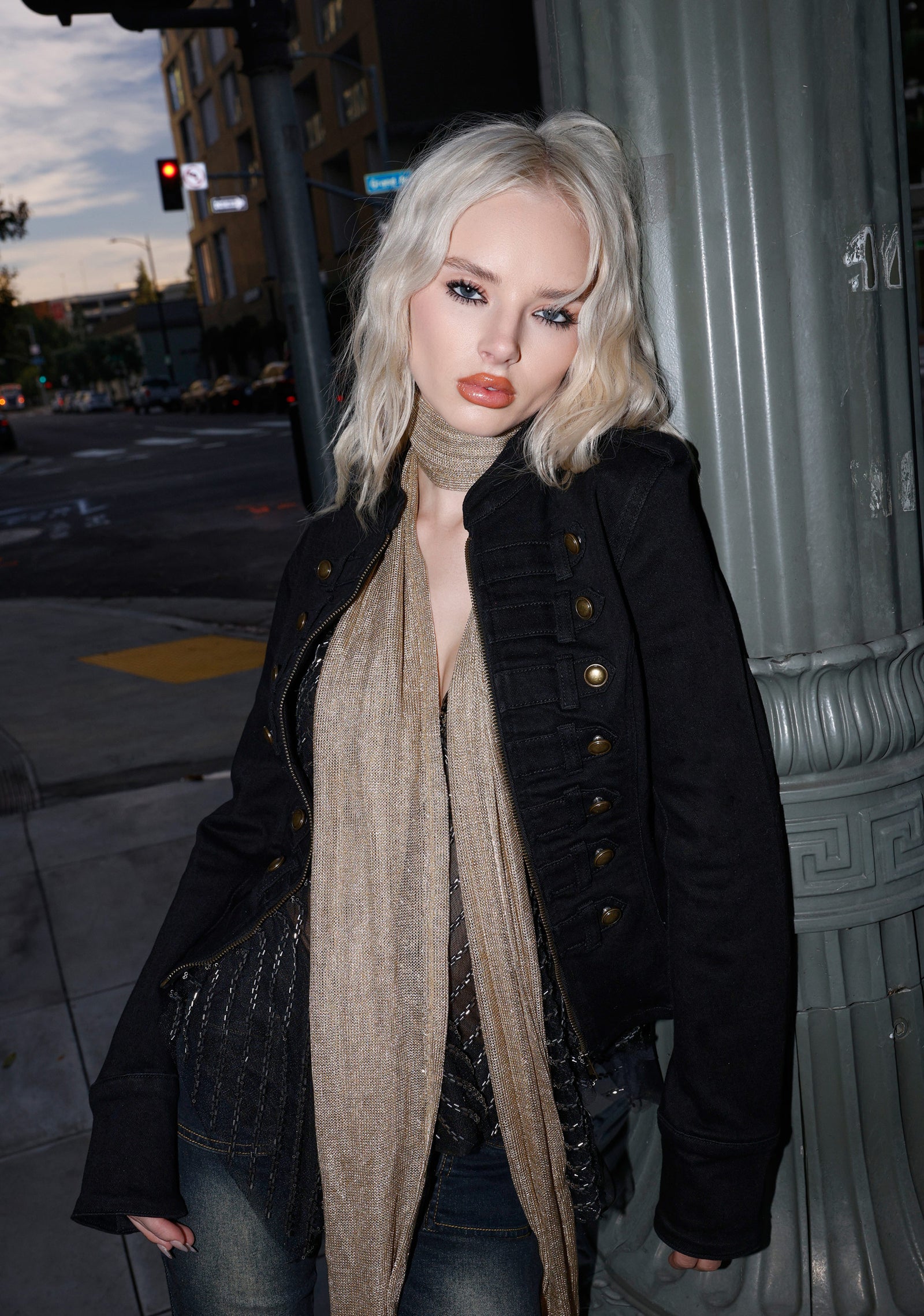 Military Parade Twill Jacket - Black