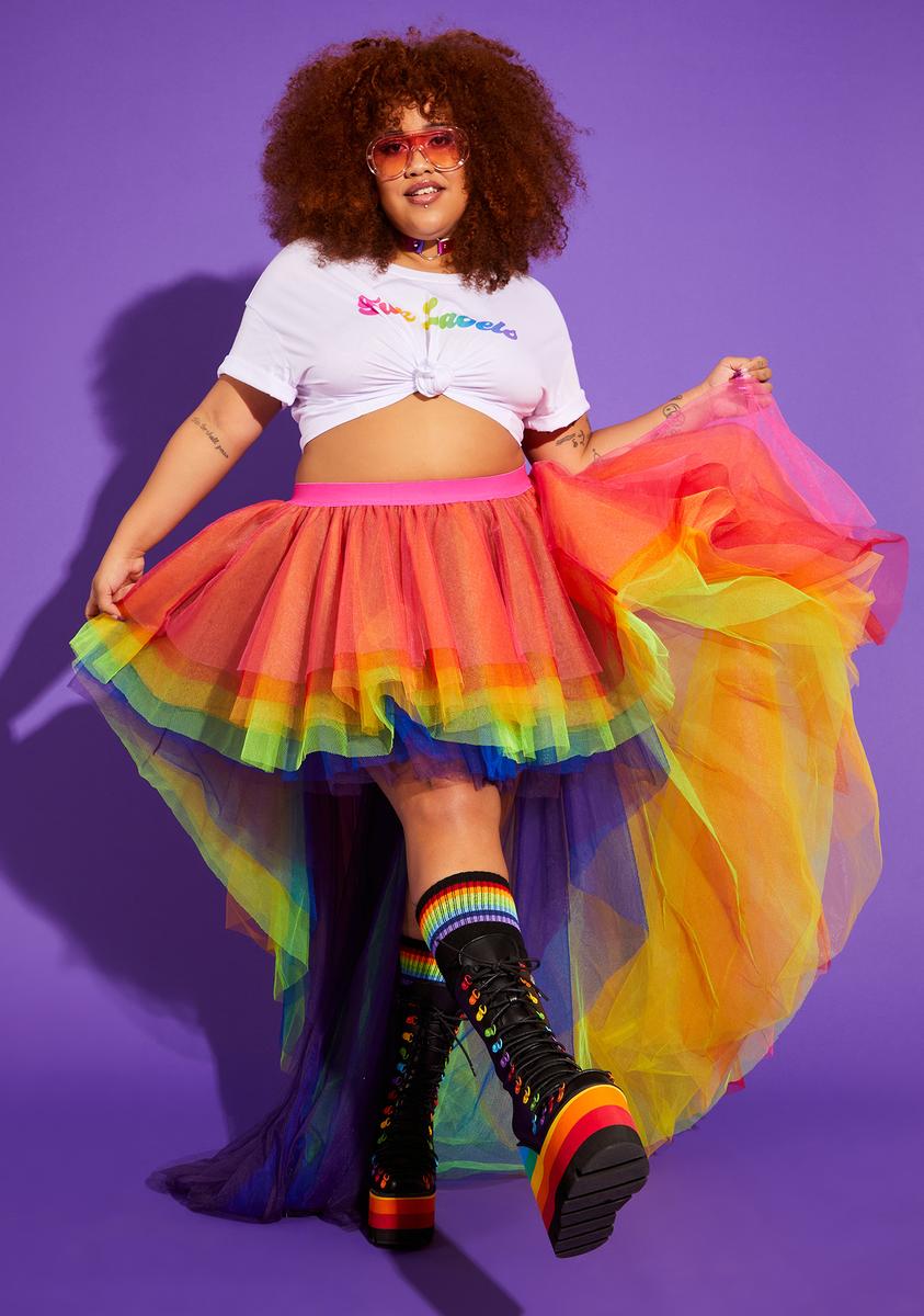 Club Exx Rainbow High Low Tulle Skirt – Dolls Kill