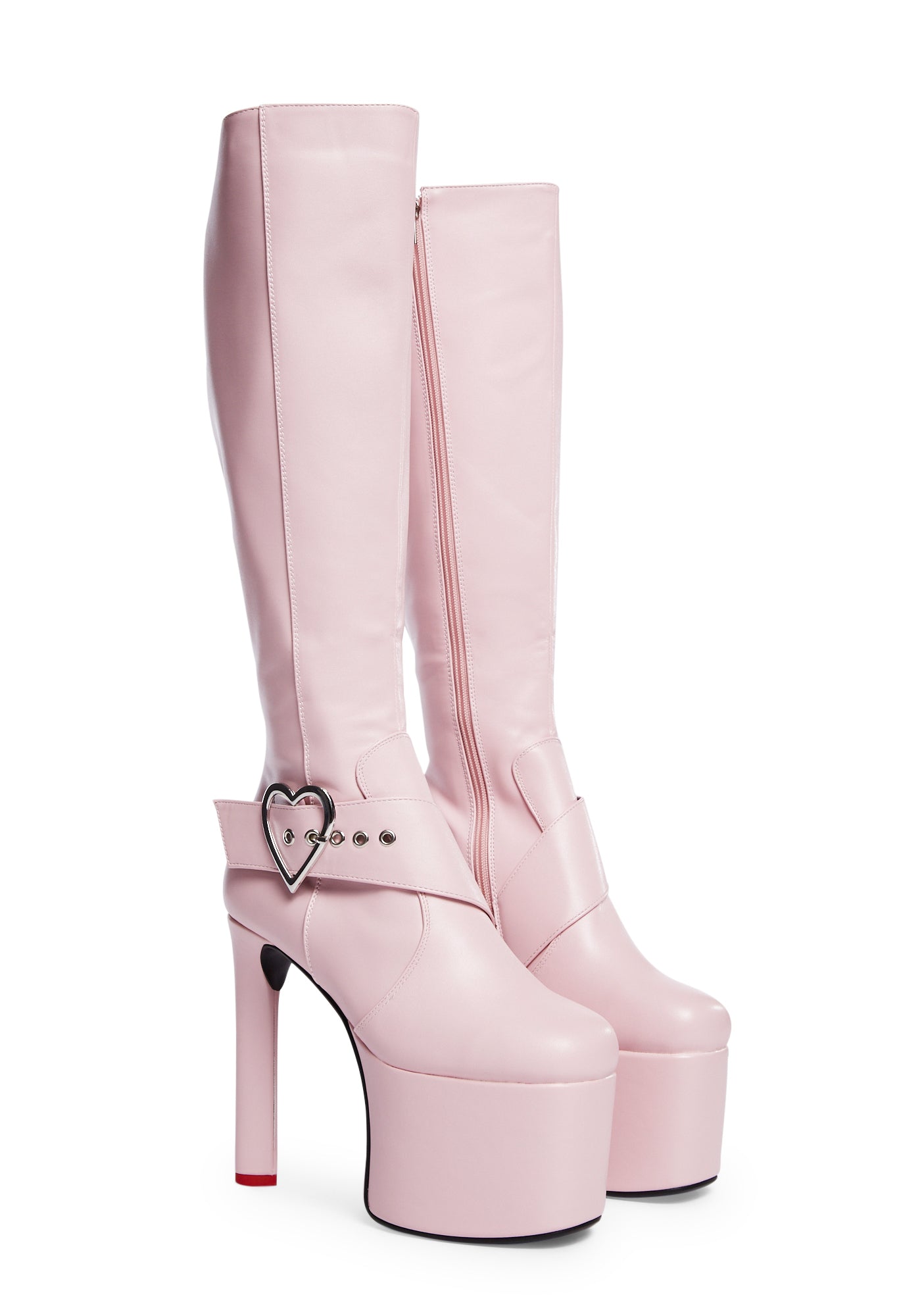 Lamoda Heart Heel Platform Thigh High Boots Pink – Dolls Kill