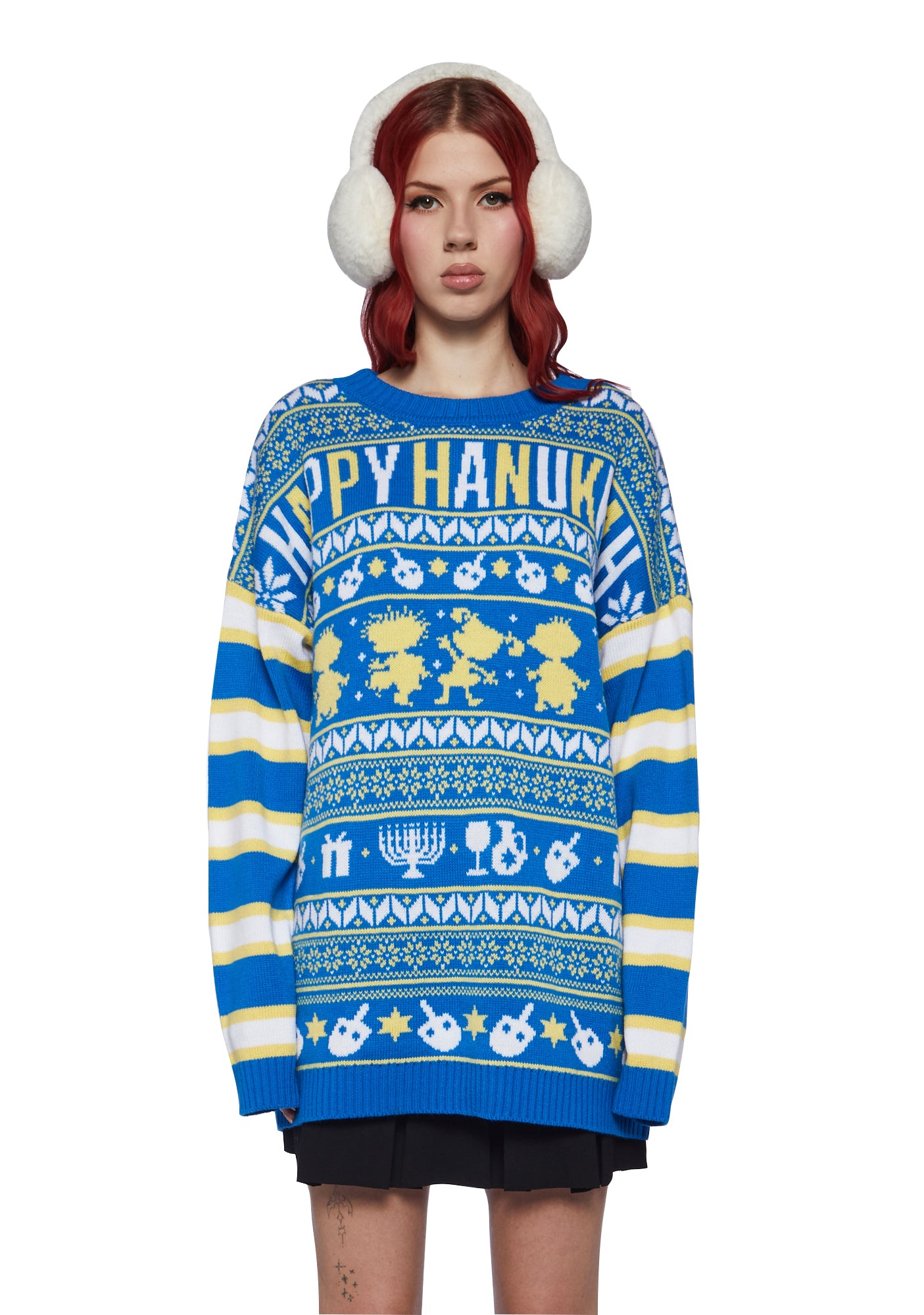Dolls Kill x Rugrats Oversized Ugly Sweater-Blue