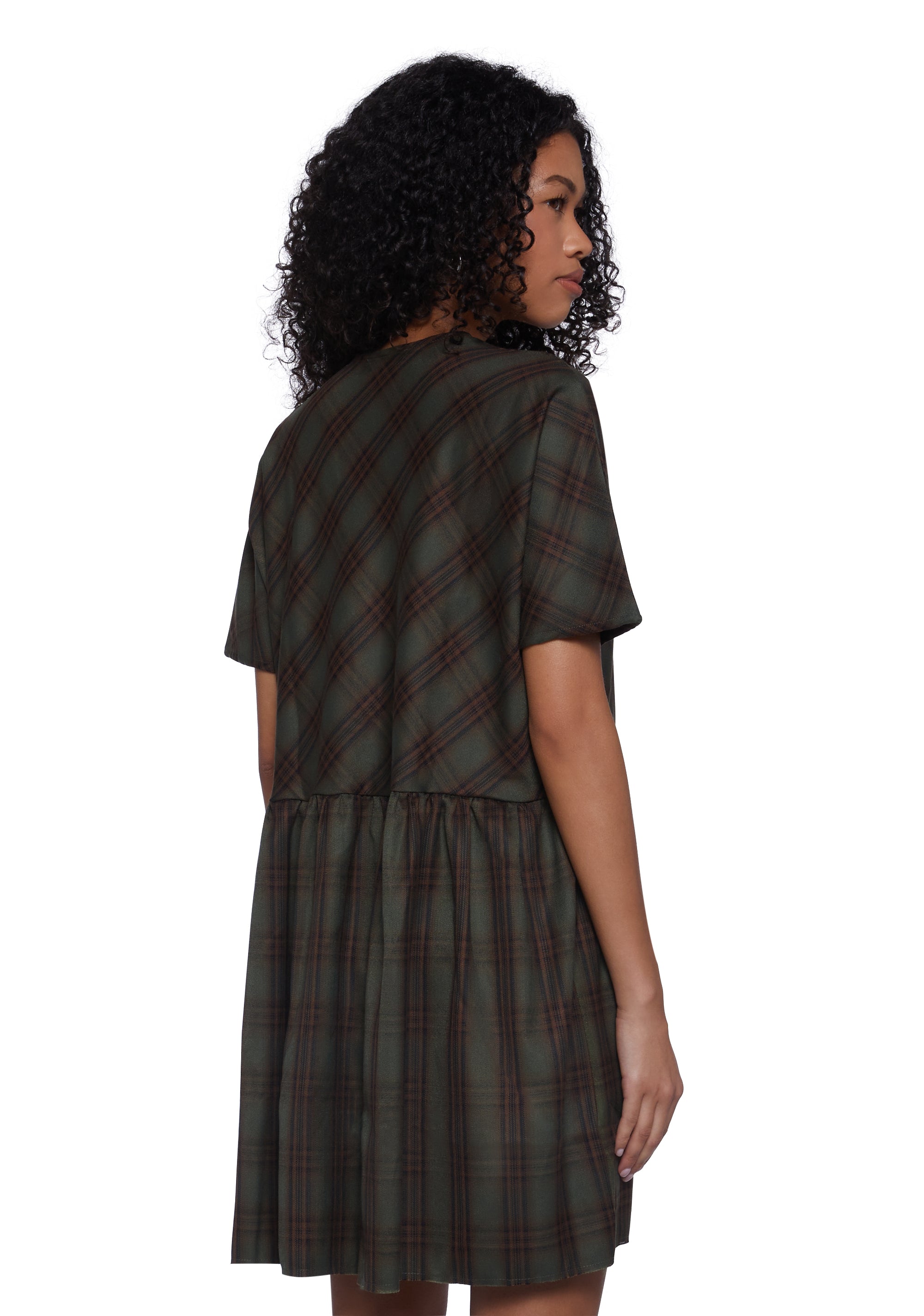 Womens Grunge Goth Plaid Babydoll Dress Widow - Multi