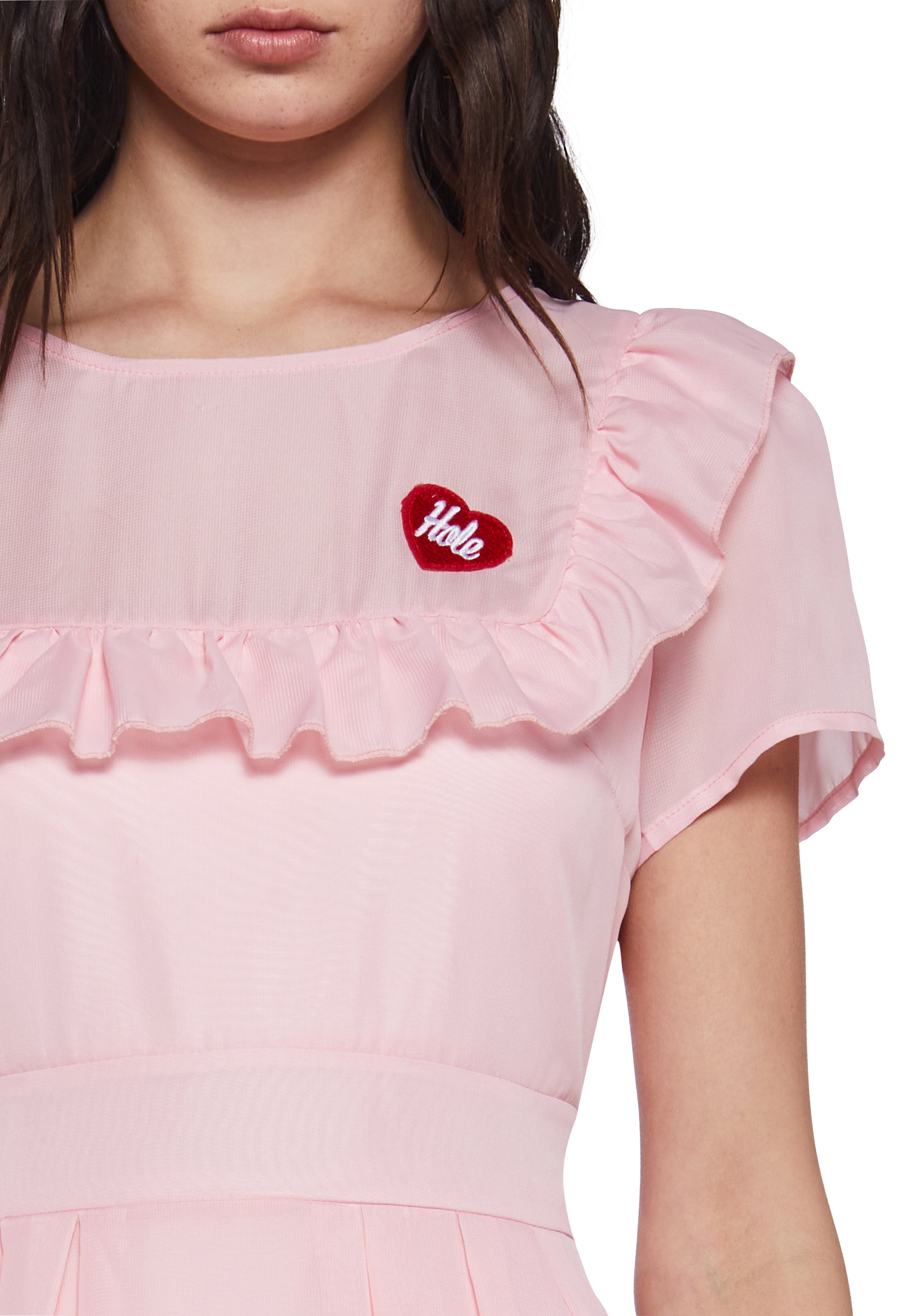 Dolls Kill x Hole 90s Grunge Babydoll Dress - Pink