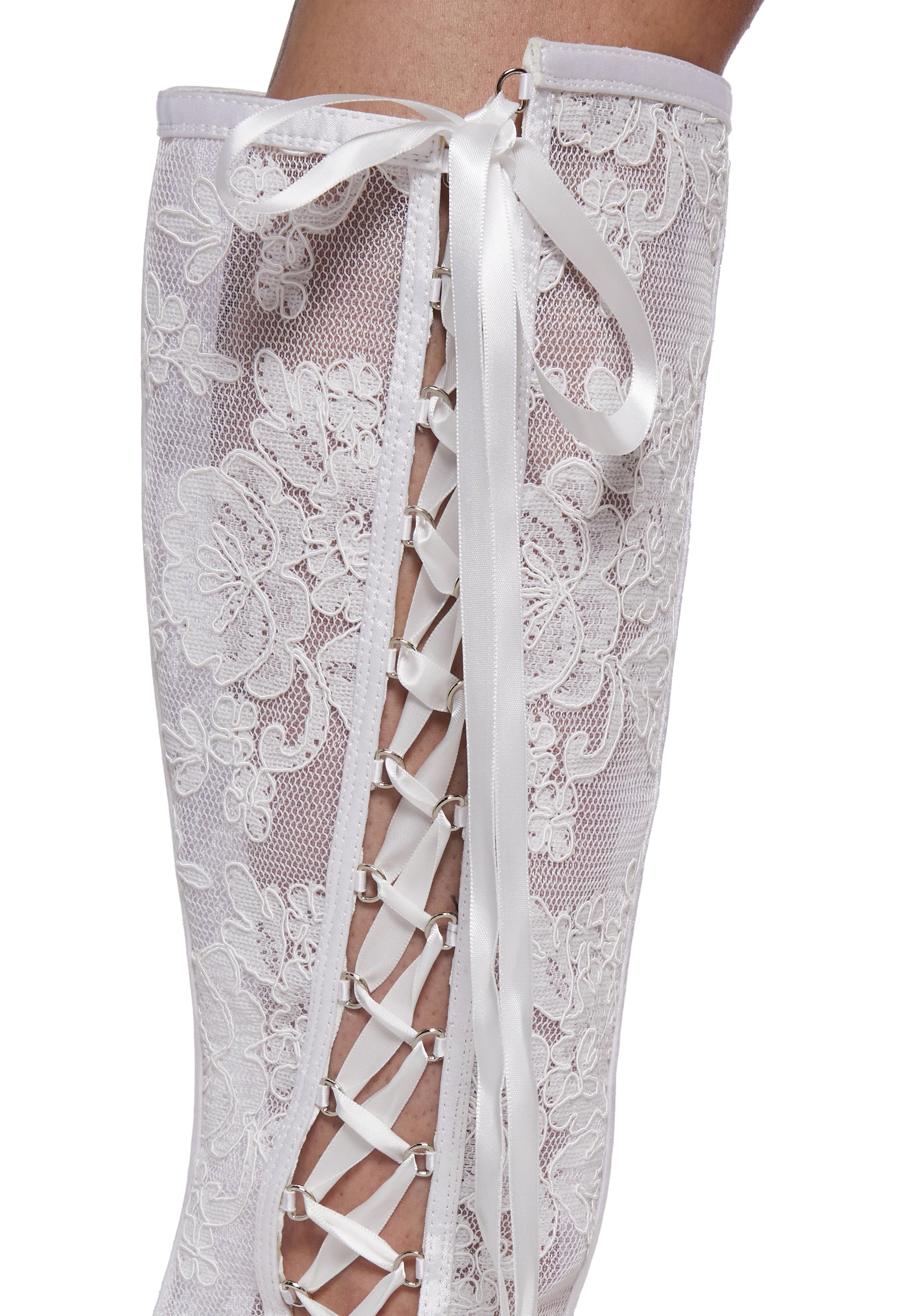Dream Boulevard Lace Boots - White - alternate