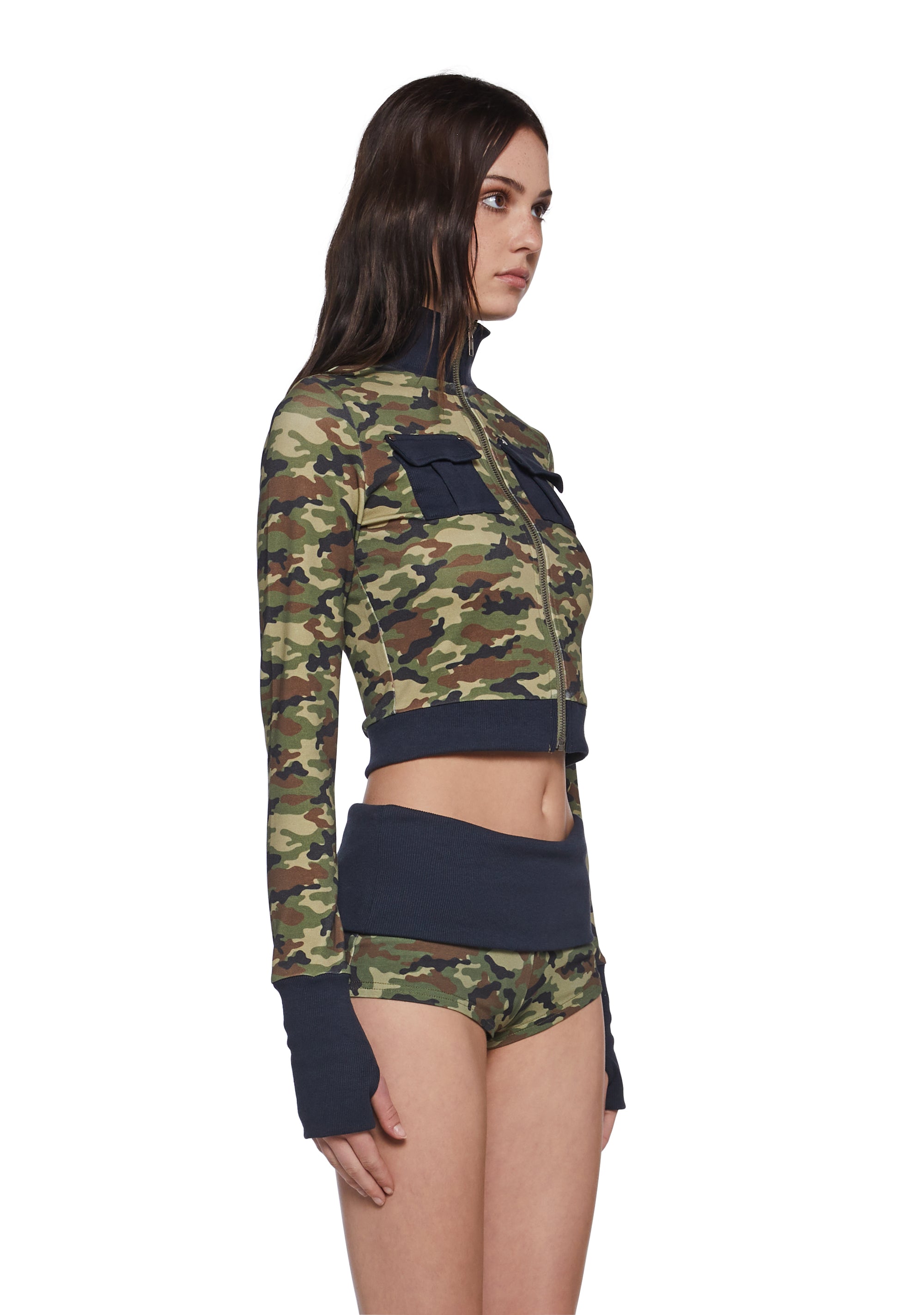 Kristie Camo Zip Up Sweater