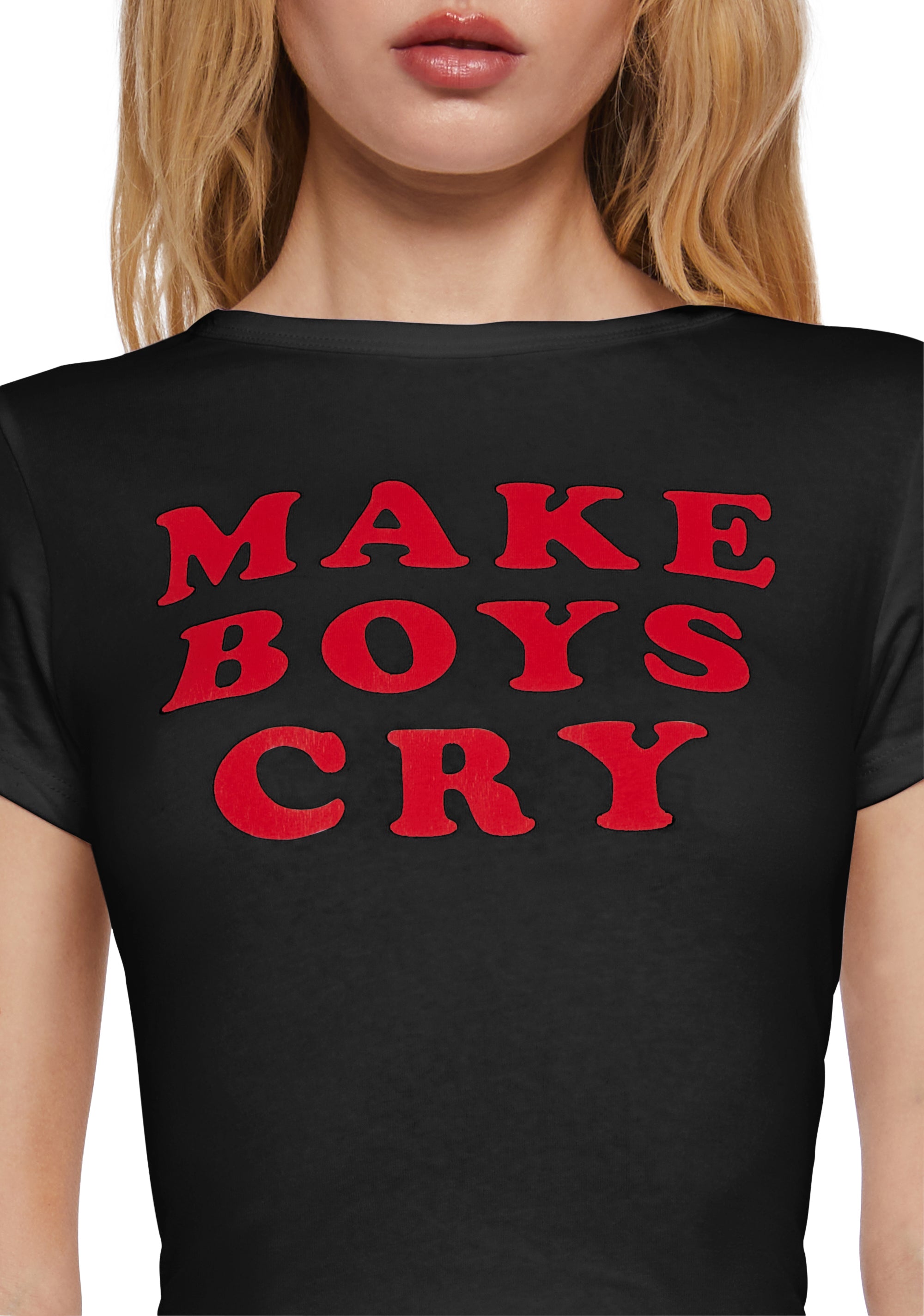 Cute Boy Tears Graphic Tee - Black