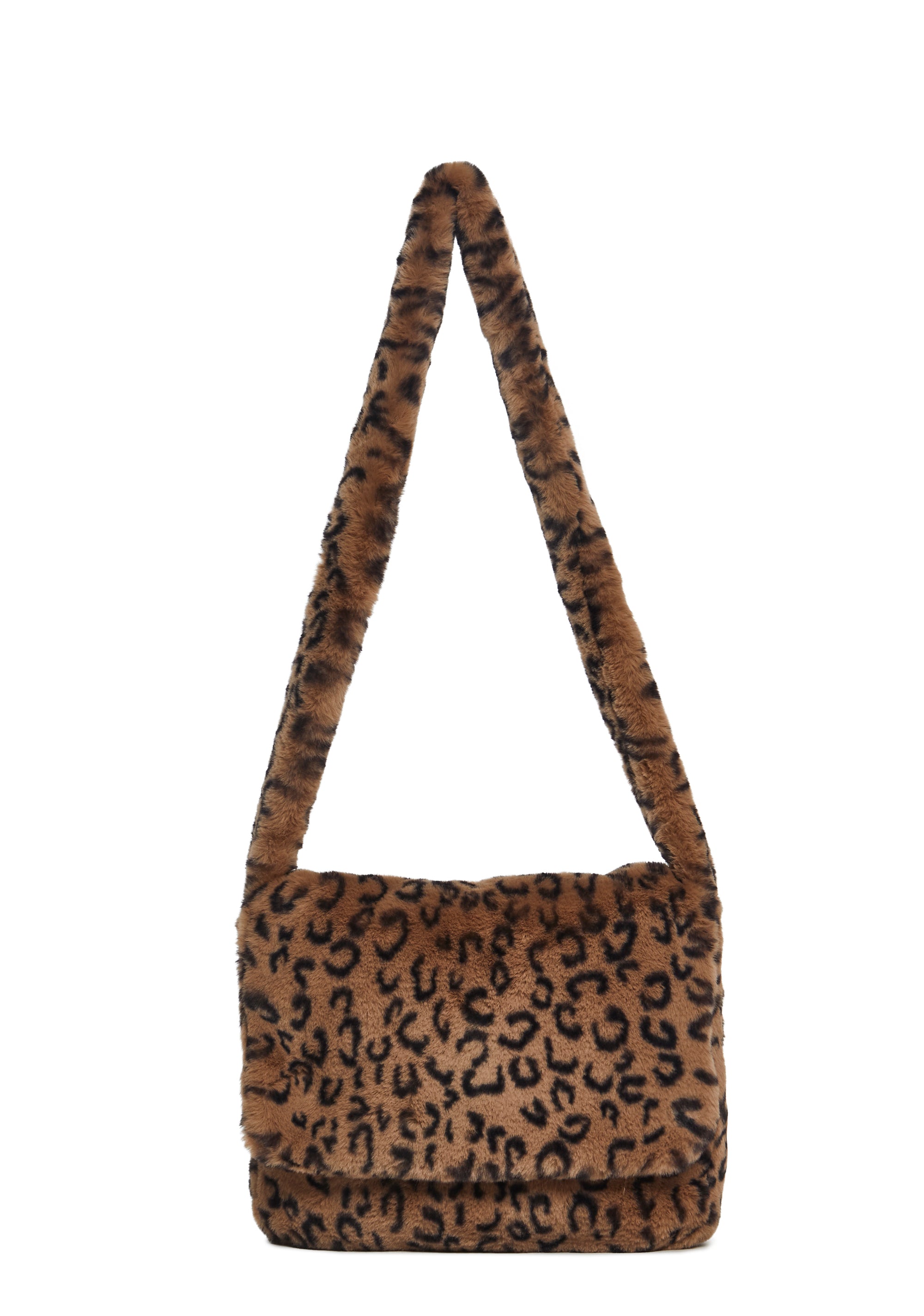 Shoulder Bag Faux Fur Leopard Print Bag Crossbody Bag Faux Fur Bag