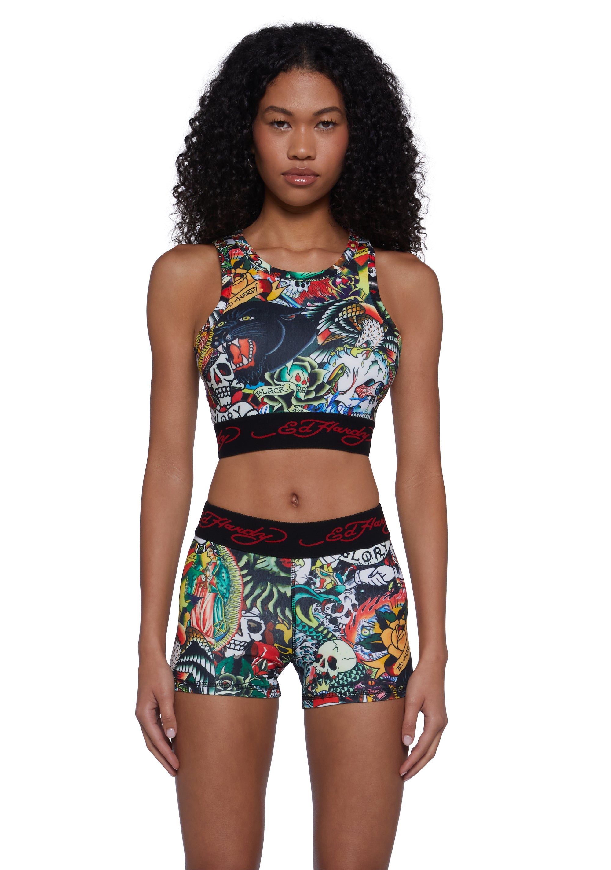 F R. Edward Ed Hardy Tattoo Collage Sports Tank Top - Multi – Dolls Kill