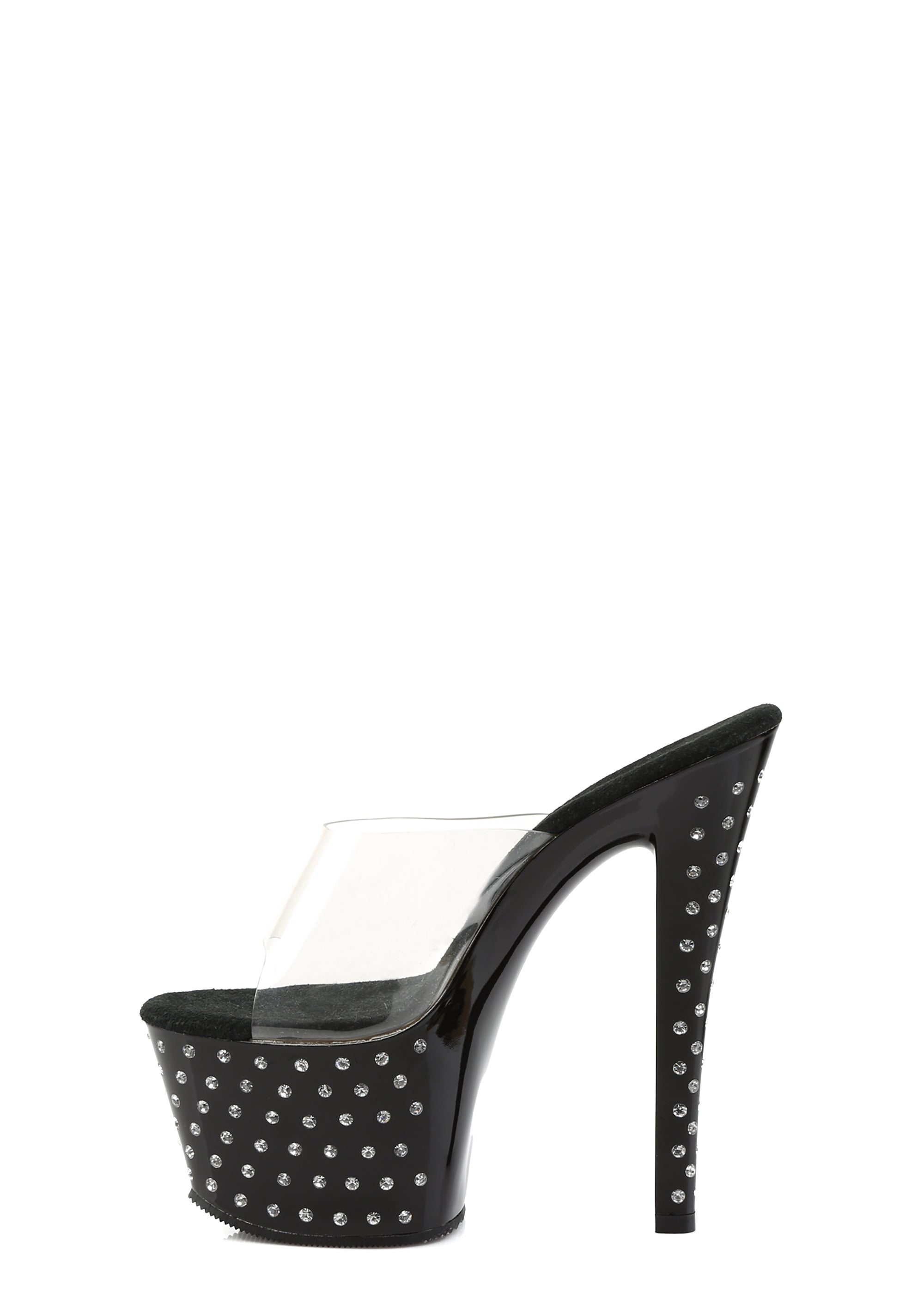 Stardust-701 Rhinestone Studded Platform Slides