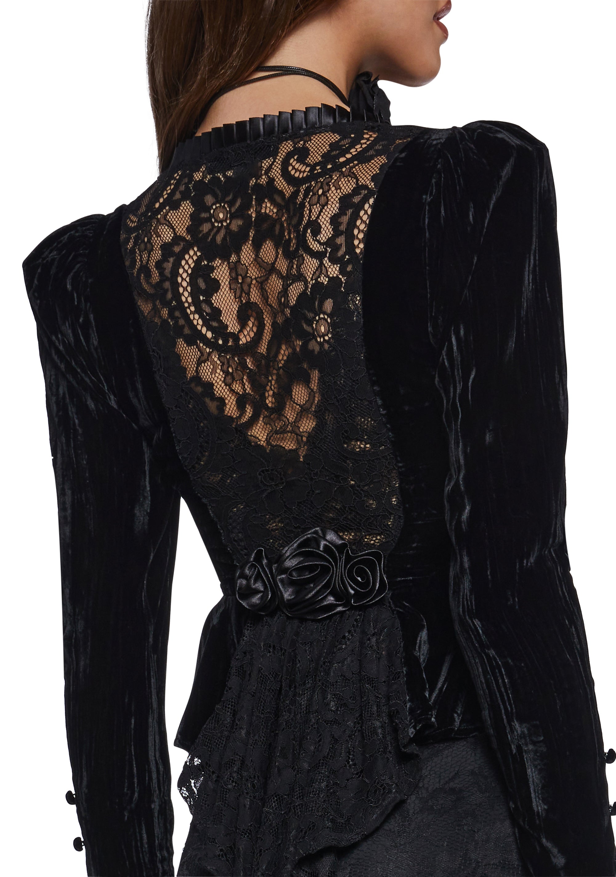 Crushed Velvet Jacket With Lace Back