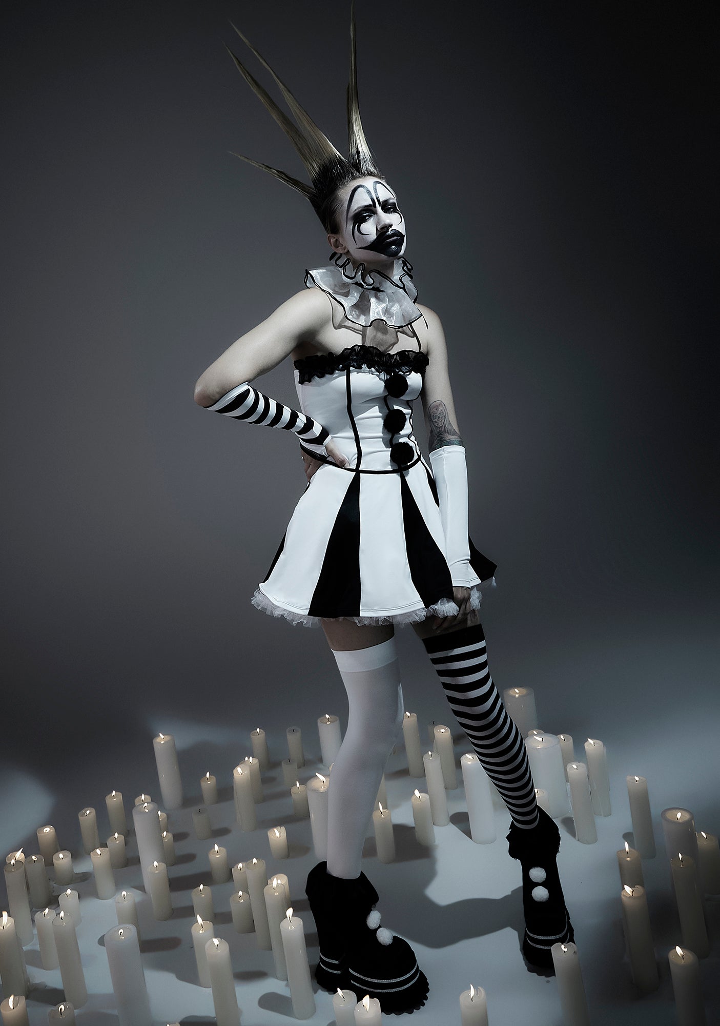 Pierrot Costume Sexy Womens Halloween Costume Classic Clown