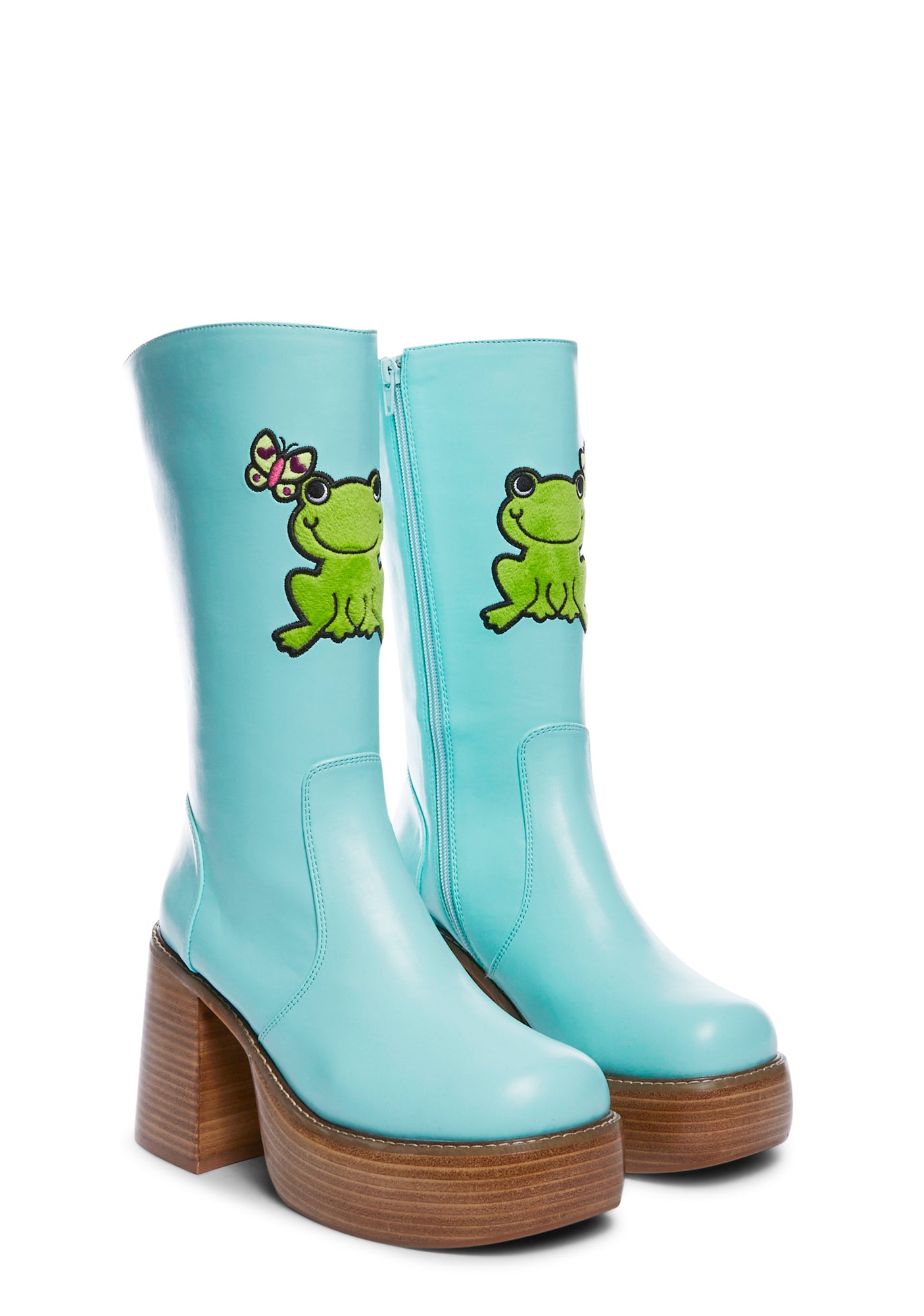 Delia's Frog Knee High Boots Blue – Dolls Kill