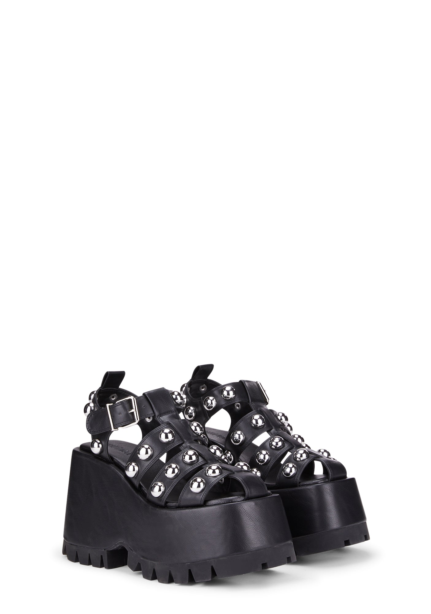 Current Mood Strappy Platform Stud Sandals - Black – Dolls Kill