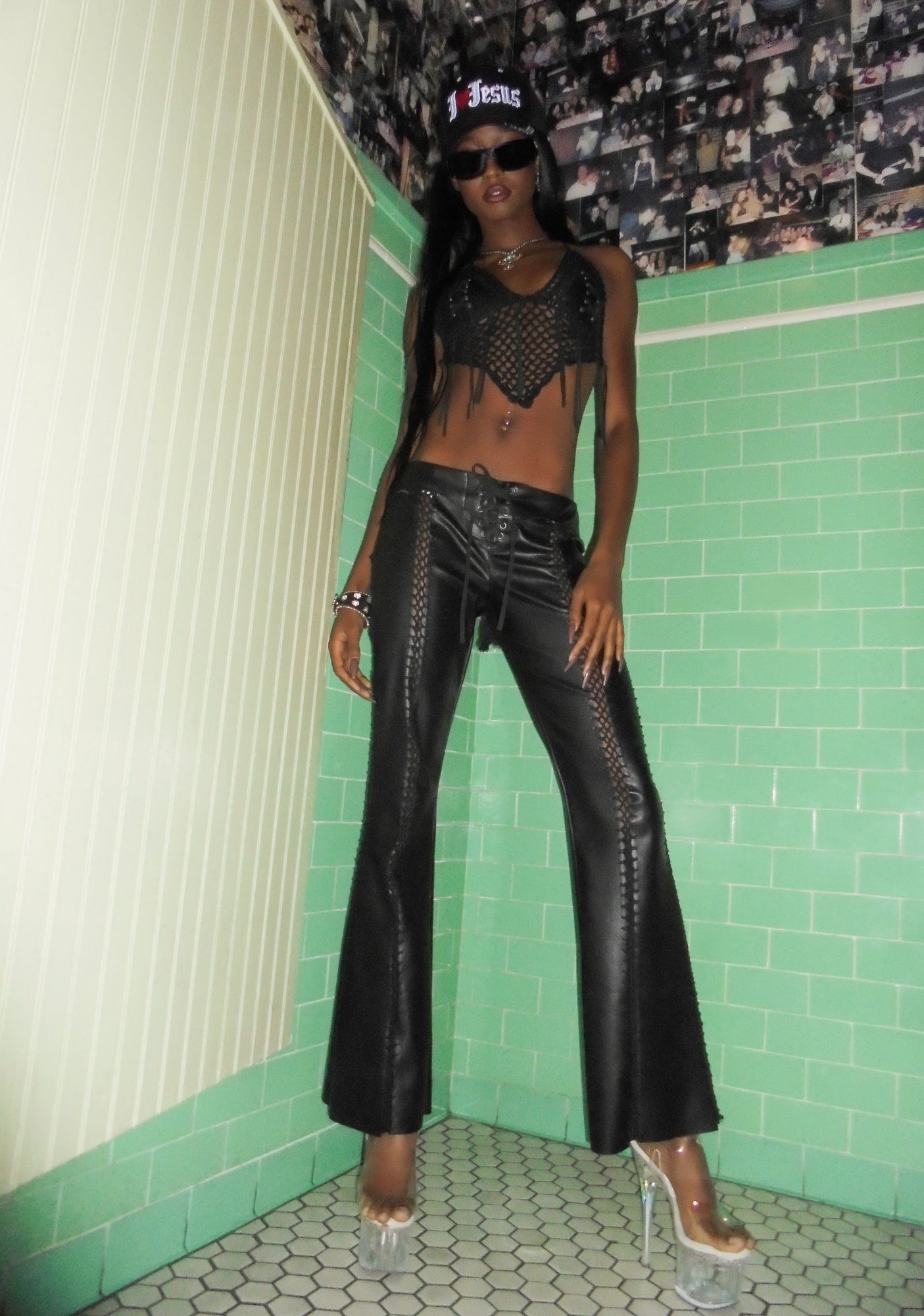 Flared Trousers Leather Lace Pants Generation Kiss Vegan Leather