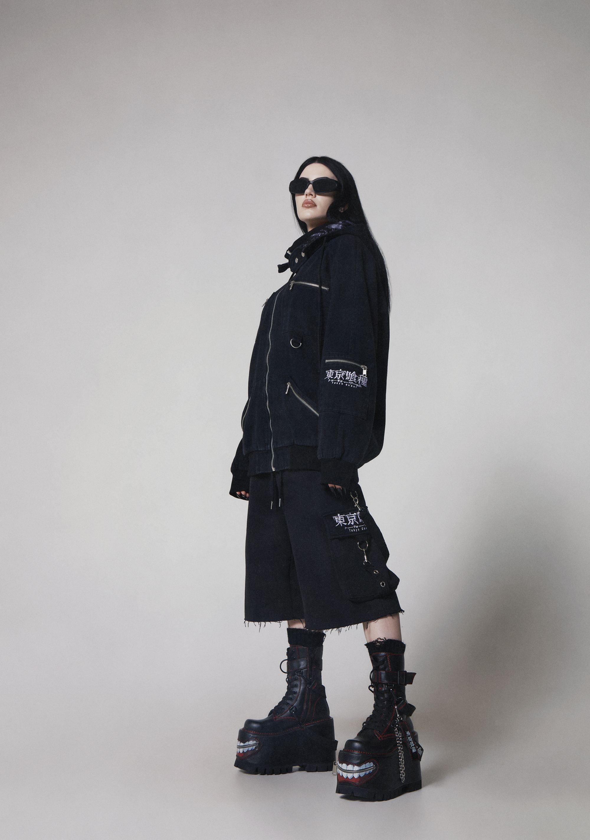 Dolls Kill x Tokyo Ghoul Platform Lace Up Boots With Kakuja Mouth