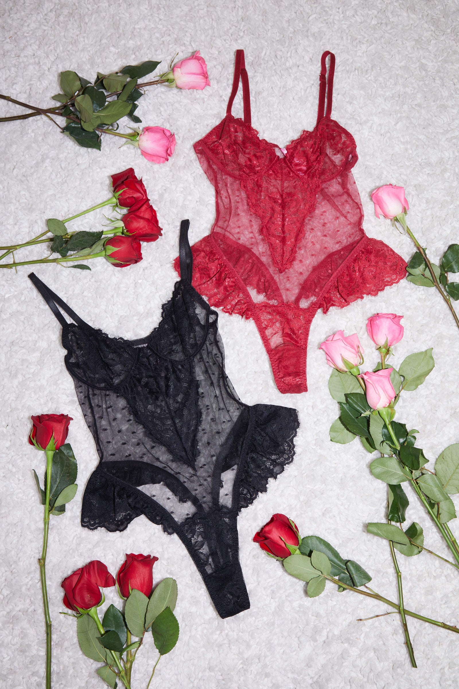 Wild Embrace Lace Bodysuit - Red