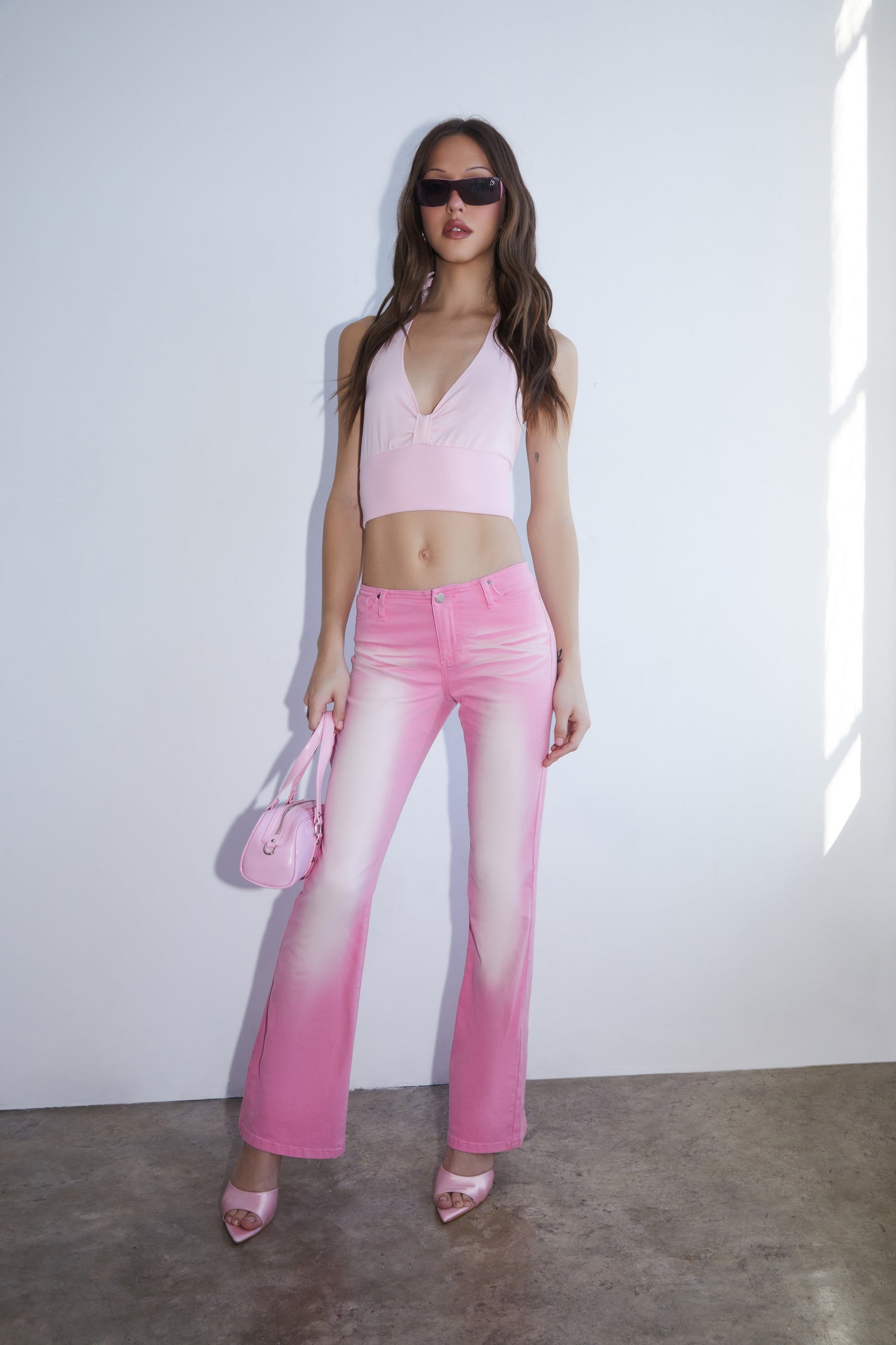 Elle Low Rise Jeans- Pink