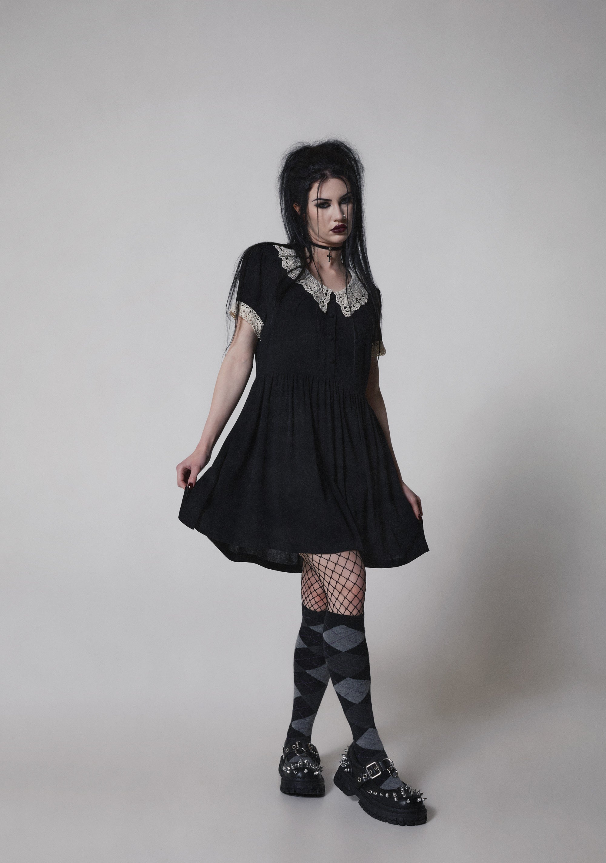 Womens Crepe Mini Dress Widow - Black – Dolls Kill