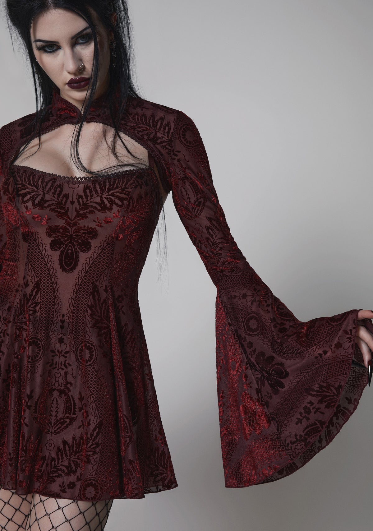 Druid’s Sister Mini Dress And Shrug Set - Wine