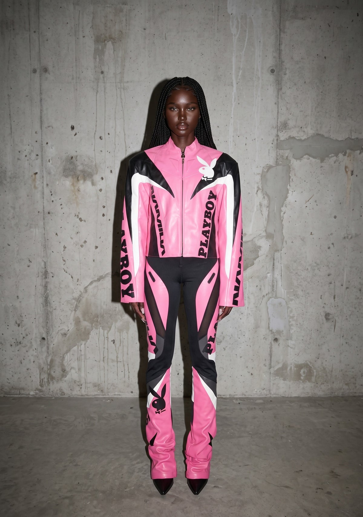 Playboy Moto Mesh Pants - Pink