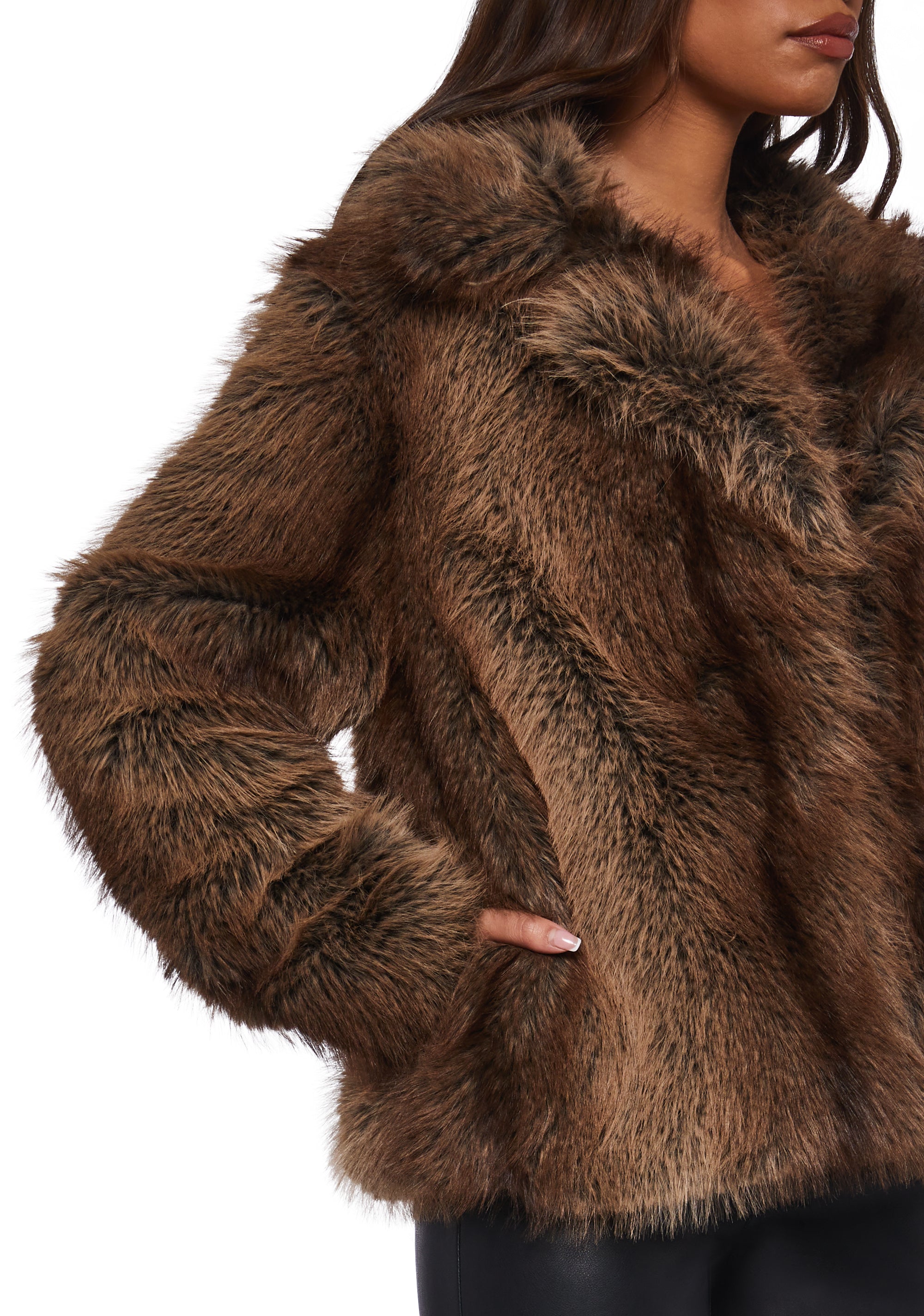 Melora Faux Fur Coat - Brown