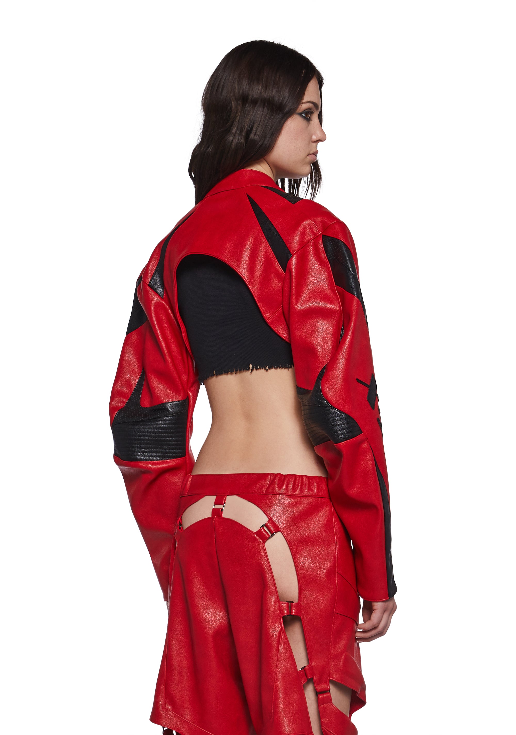 Namilia XTC Leather Choker Jacket - Red – Dolls Kill