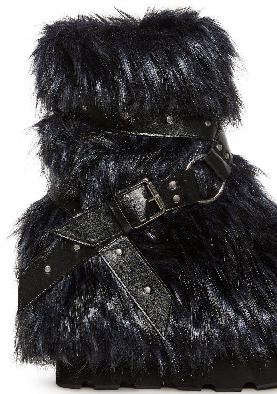 Low Wild Instincts Faux Fur Boots - Blue - alternate