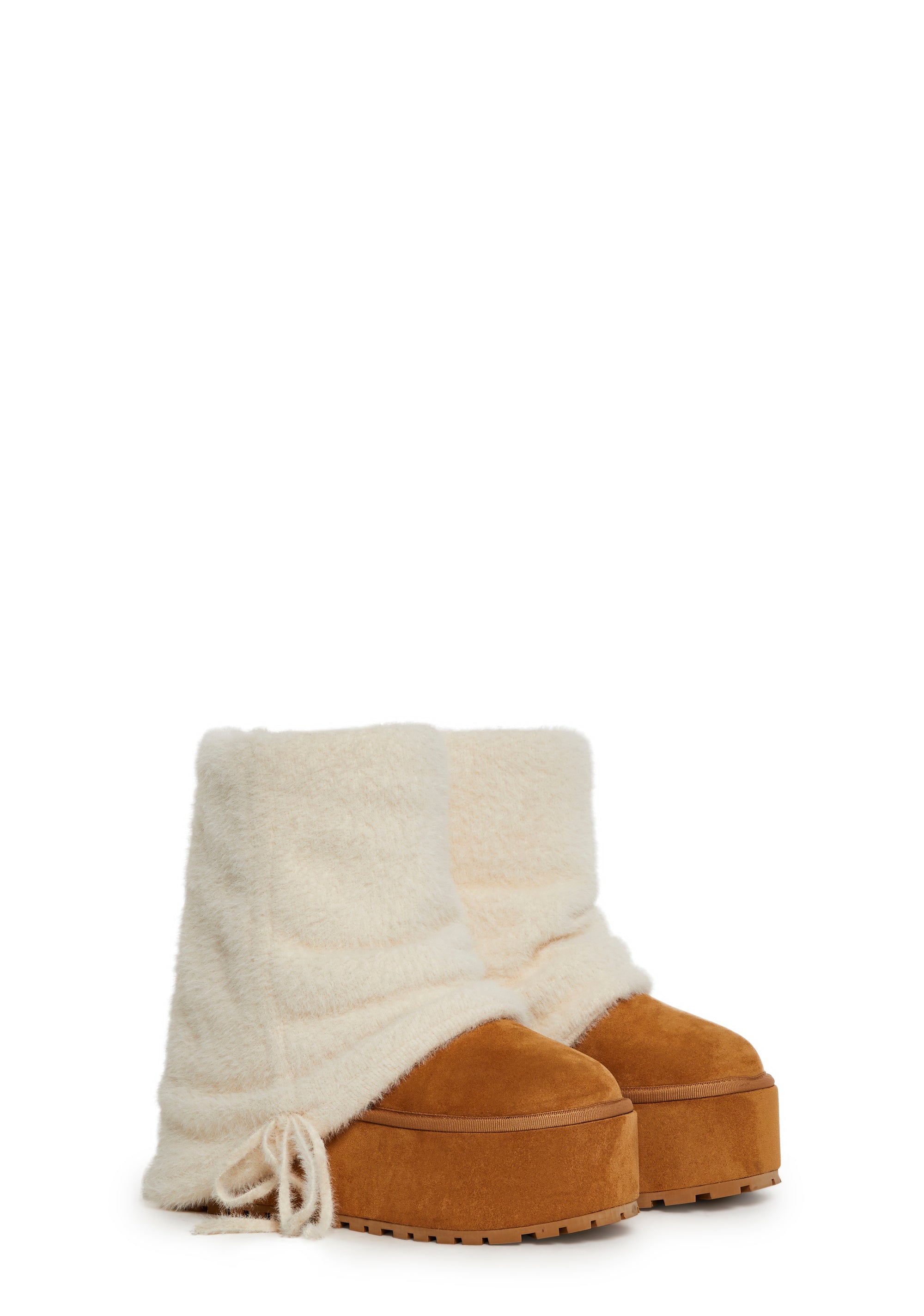Snuggle Sesh Platform Booties - Off White
