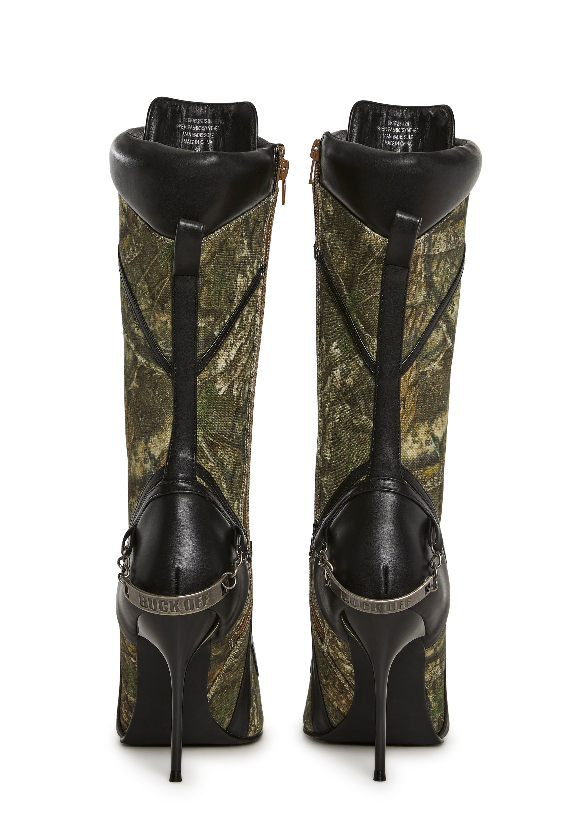 Camo Lace Up Heeled Boots