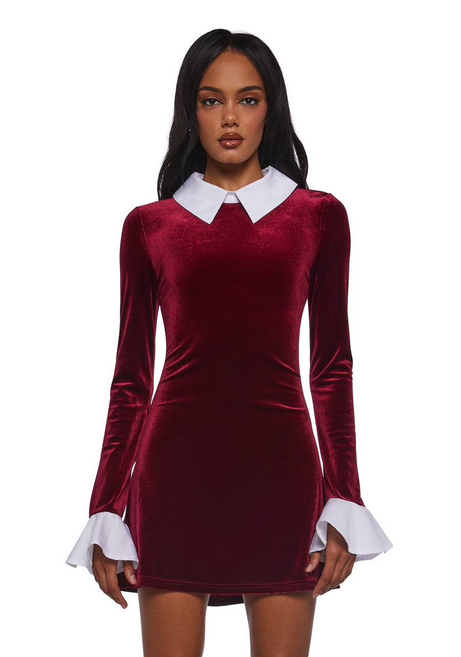 Macchiato Sessions Velvet Dress - Red