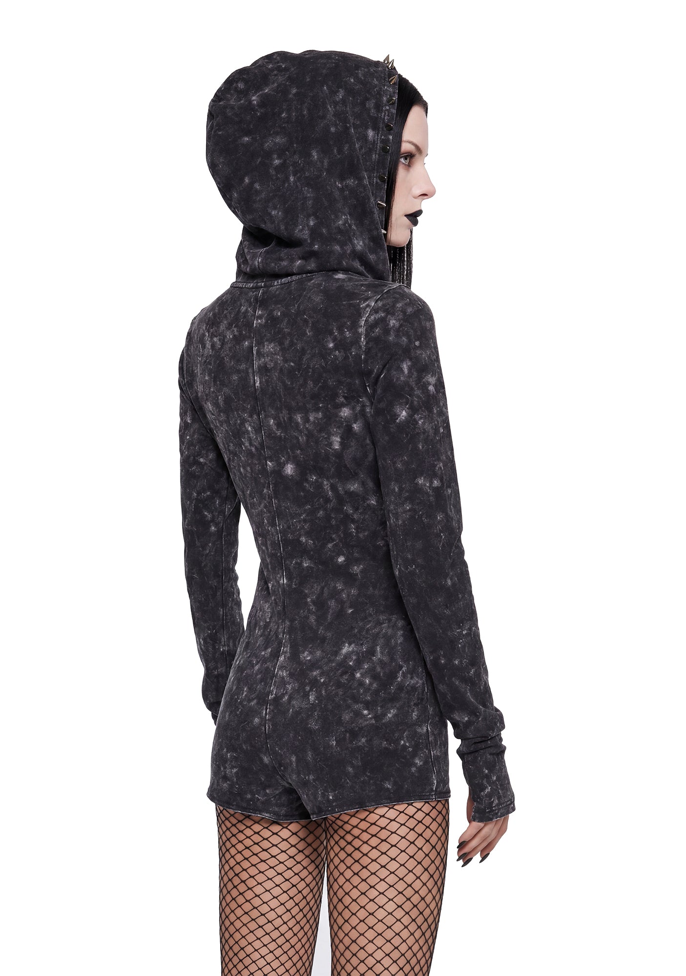 Rockstar Girlfriend Goth Washed Studded Romper - Black – Dolls Kill