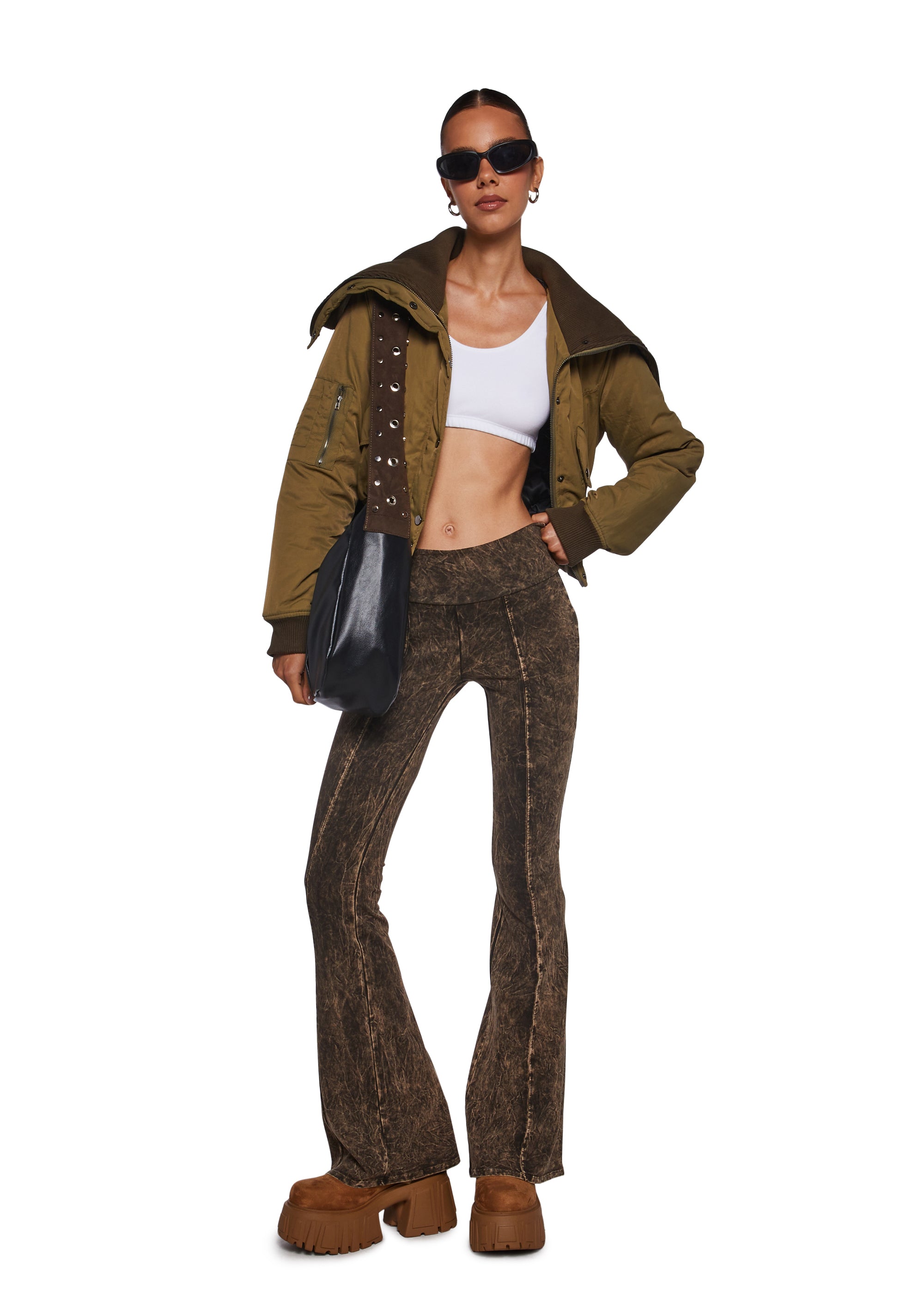 Synth Ideology Flared Pants - Brown - alternate