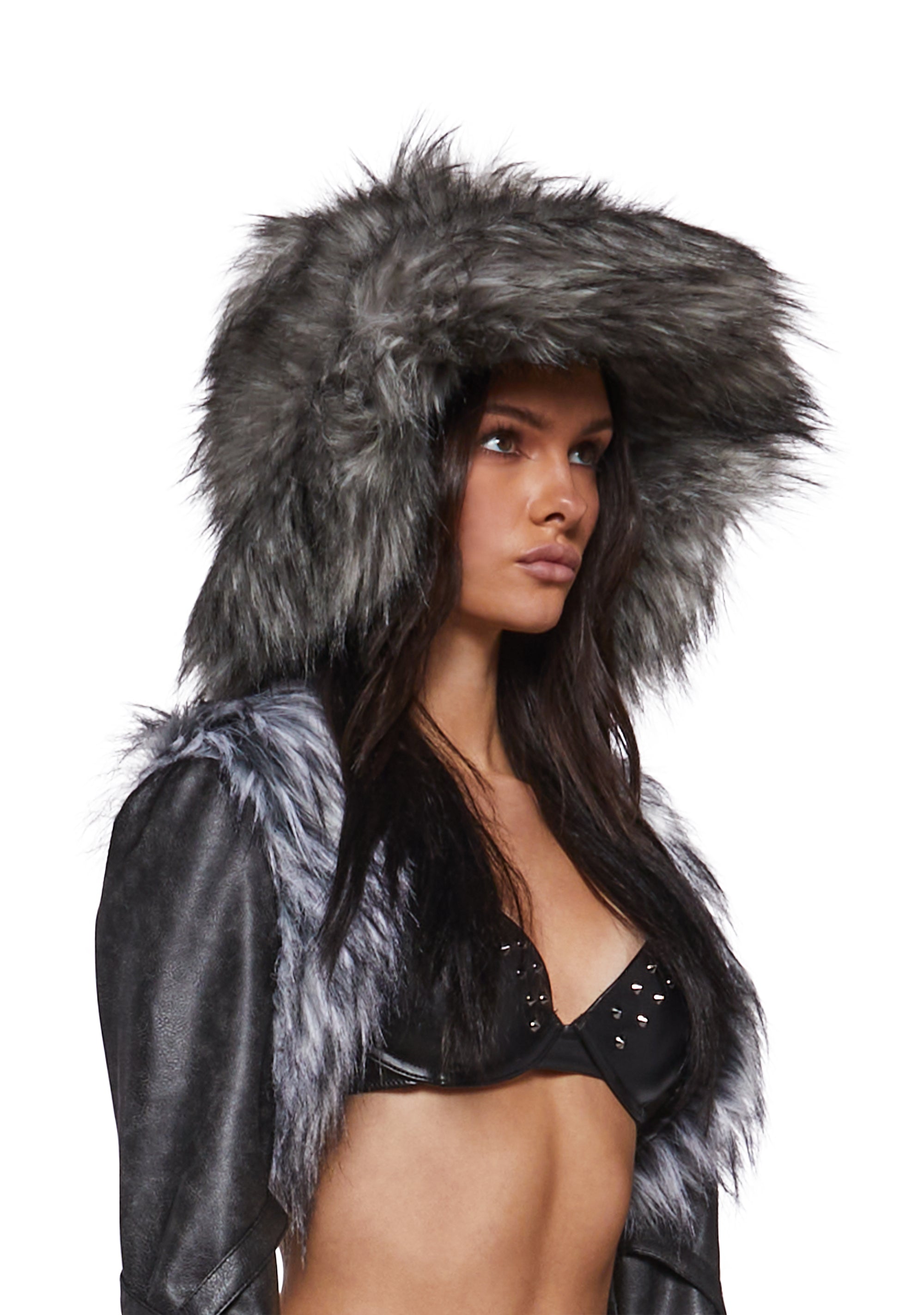 Fuzzy Faux Fur Bucket Hat Oversized Burner Style - Gray – Dolls Kill