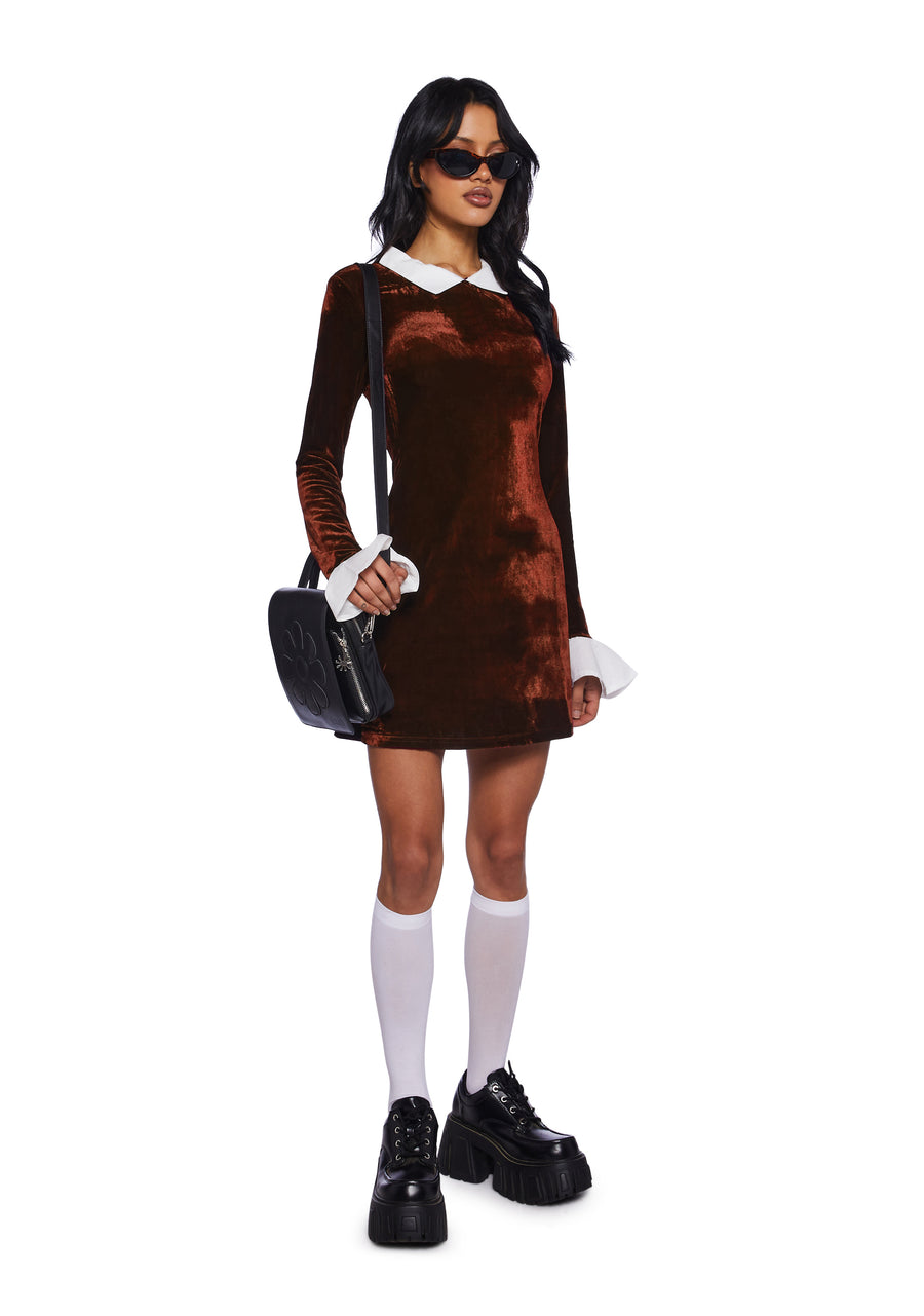 Macchiato Sessions Velvet Dress - Brown - alternate