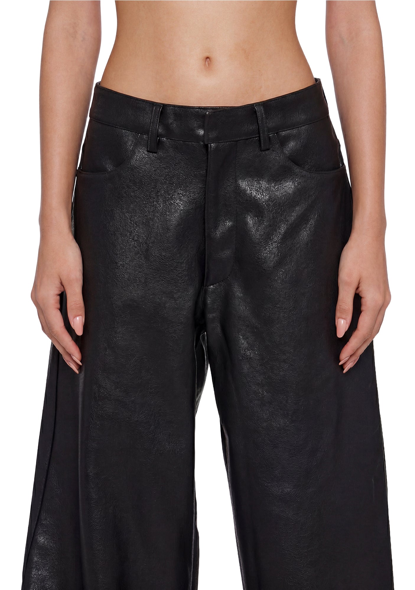 Namilia Leather Baggy Suit Trousers - Black – Dolls Kill
