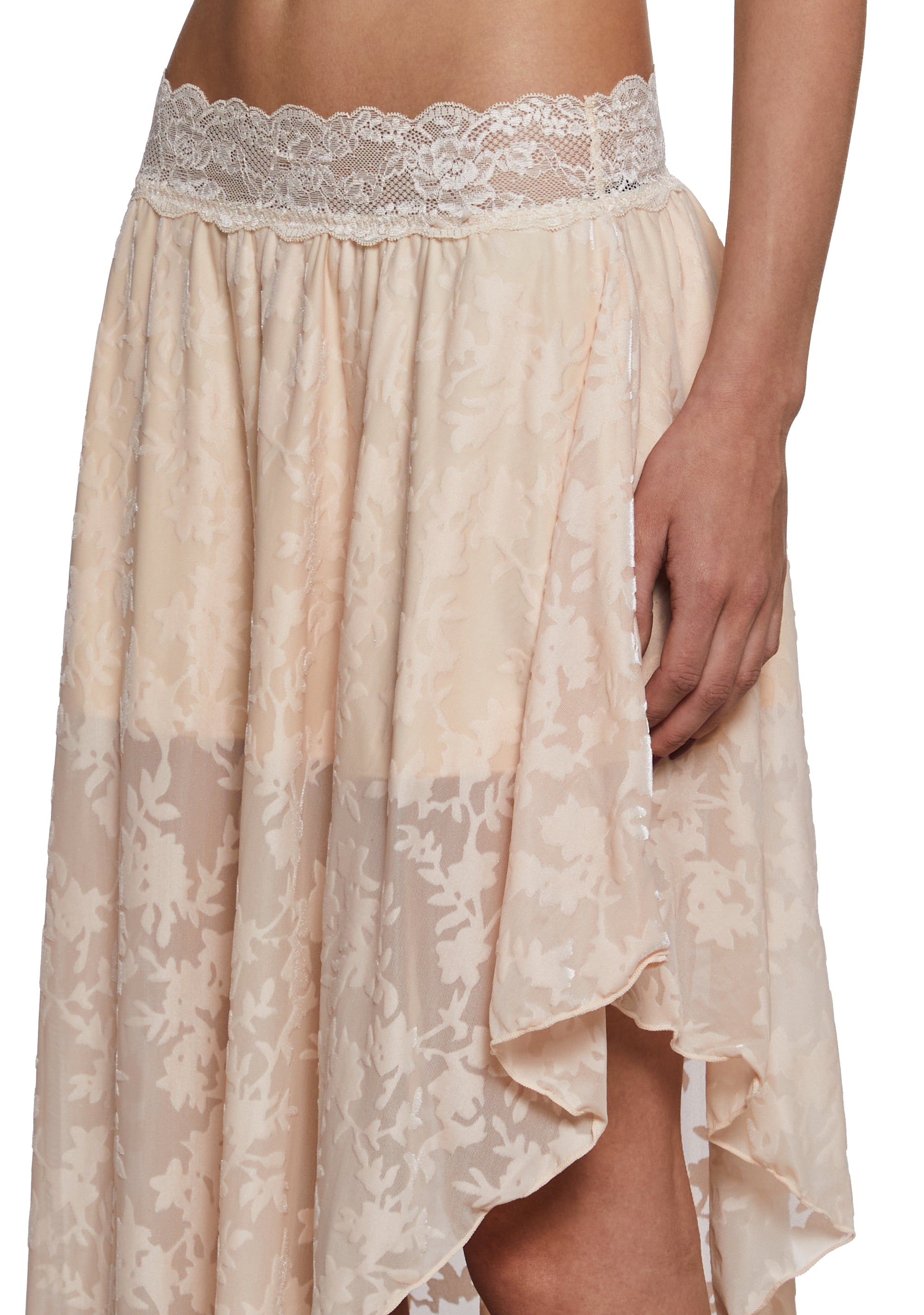 Romantic Boho Lace Velvet Midi Skirt - Ivory – Dolls Kill
