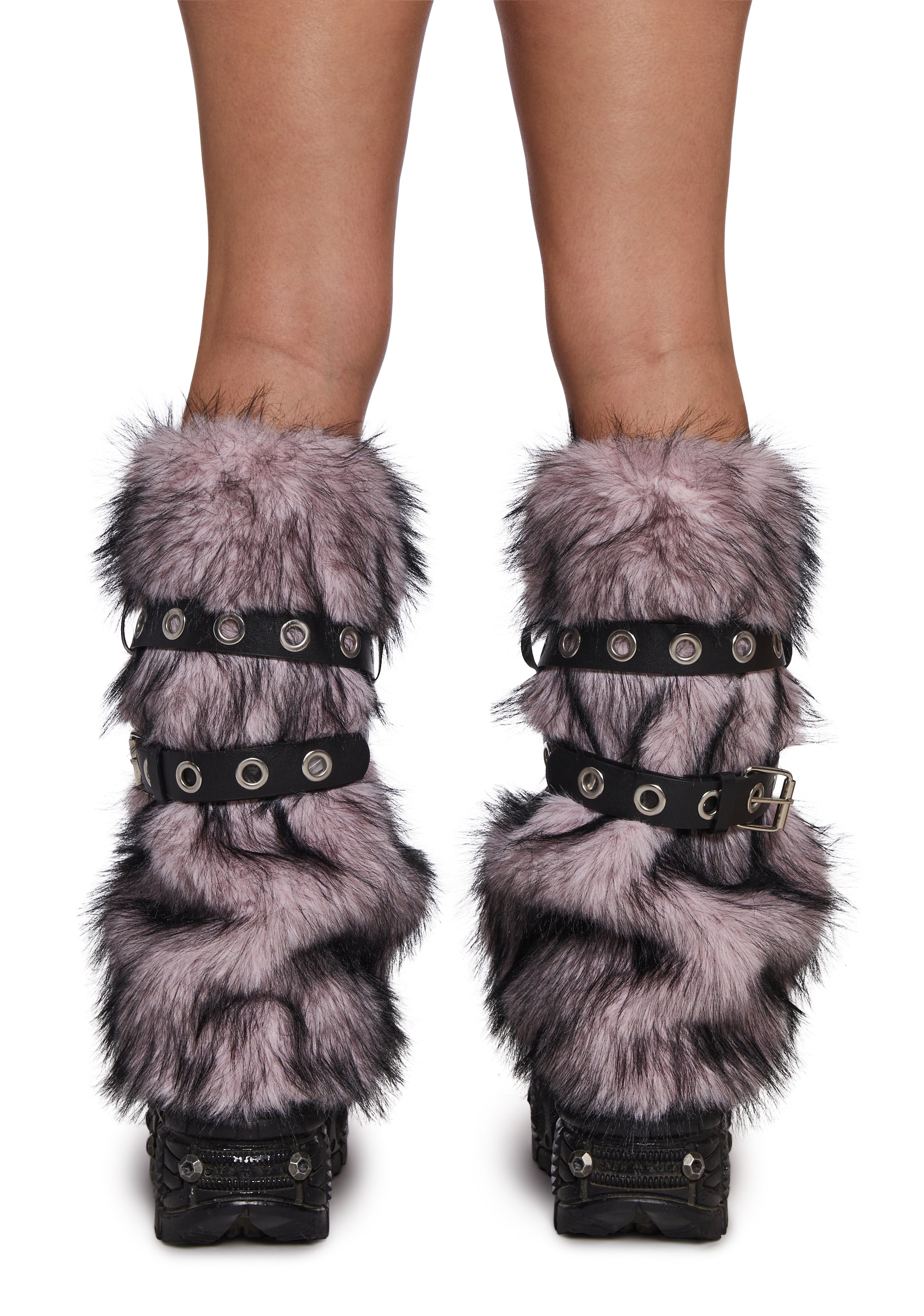 Haute Mode Faux Fur Buckle Leg Warmers