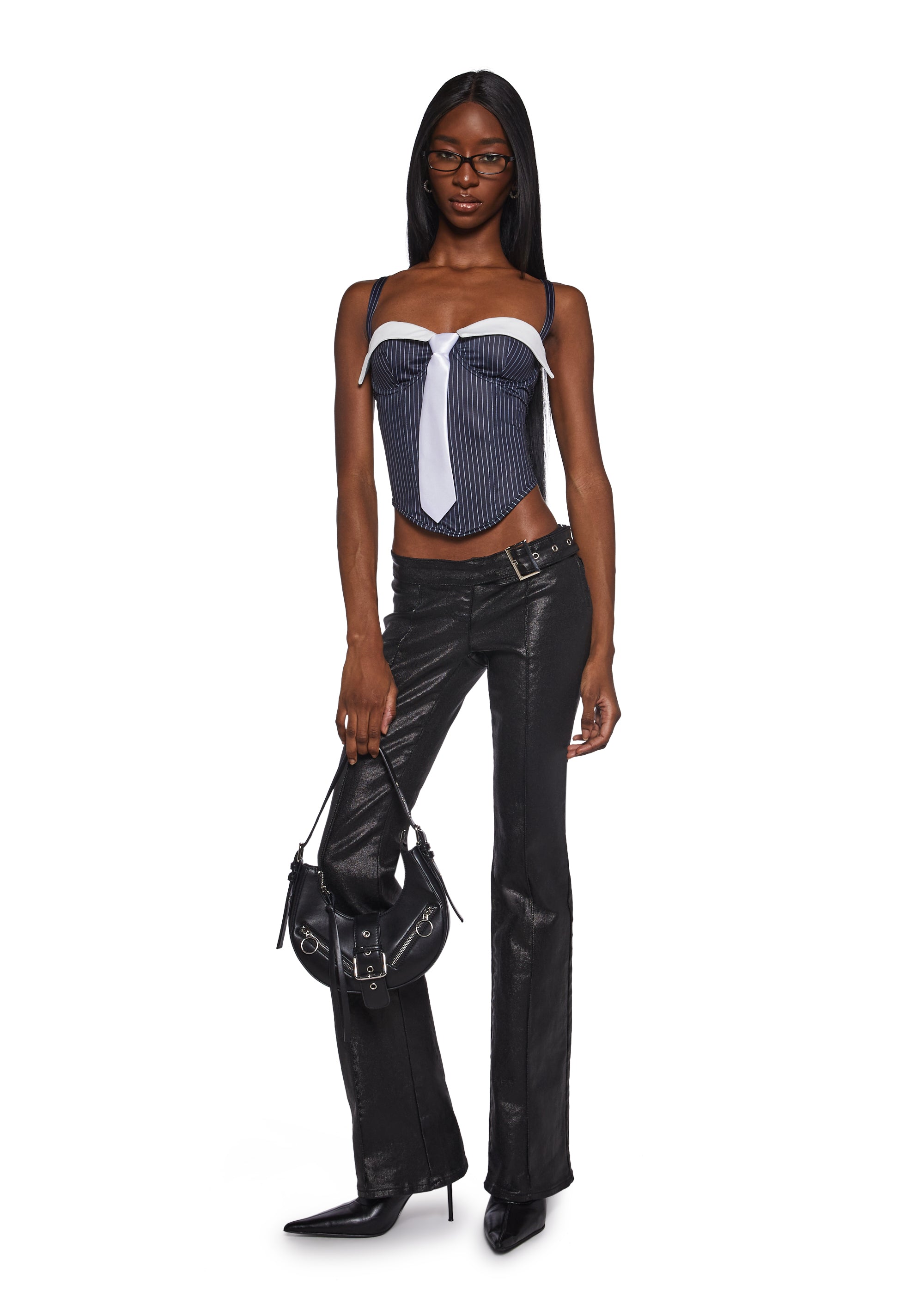 PINSTRIPE CORSET WITH TIE