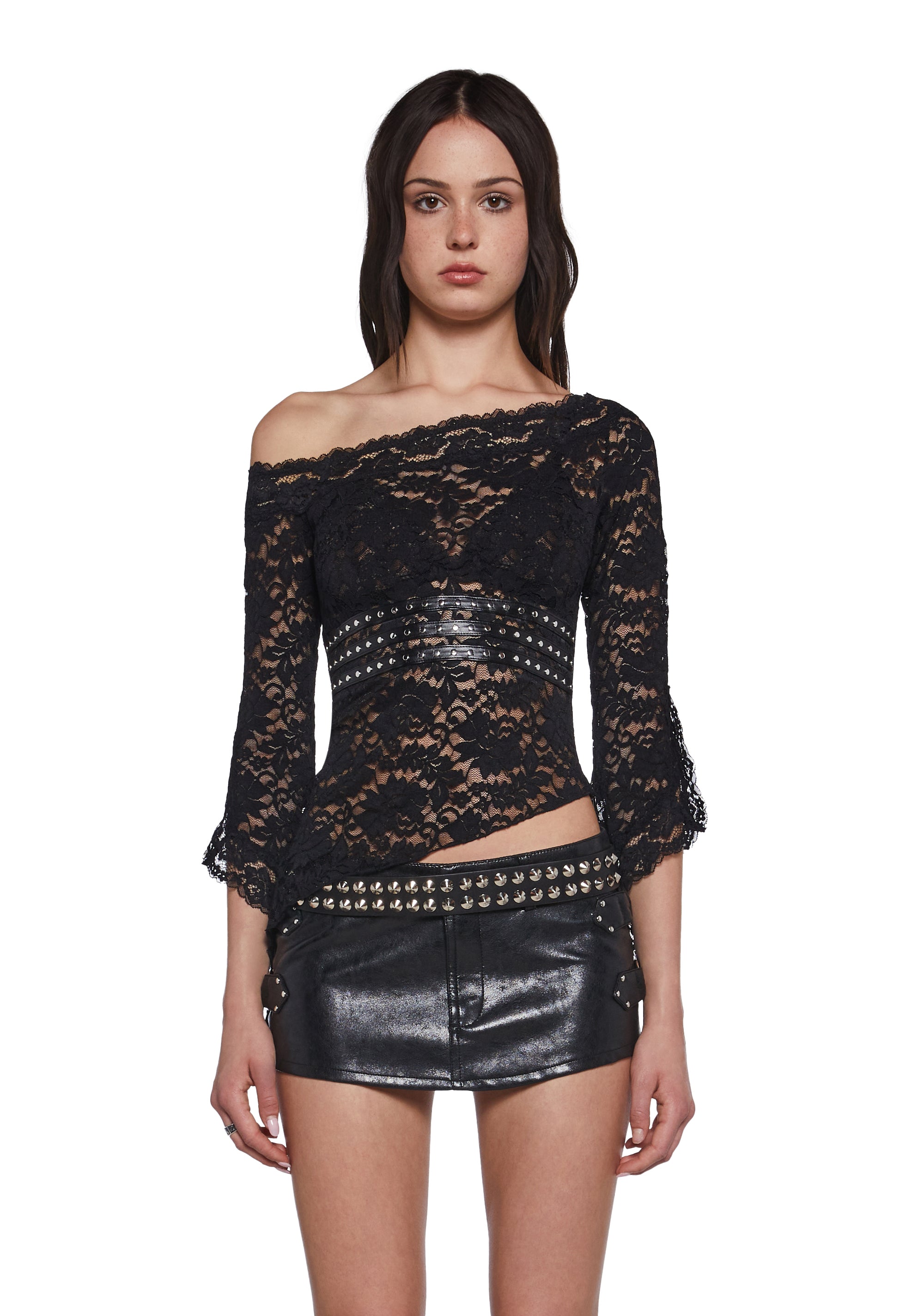 Womens Off The Shoulder Lace Top Generation Kiss - Black – Dolls Kill