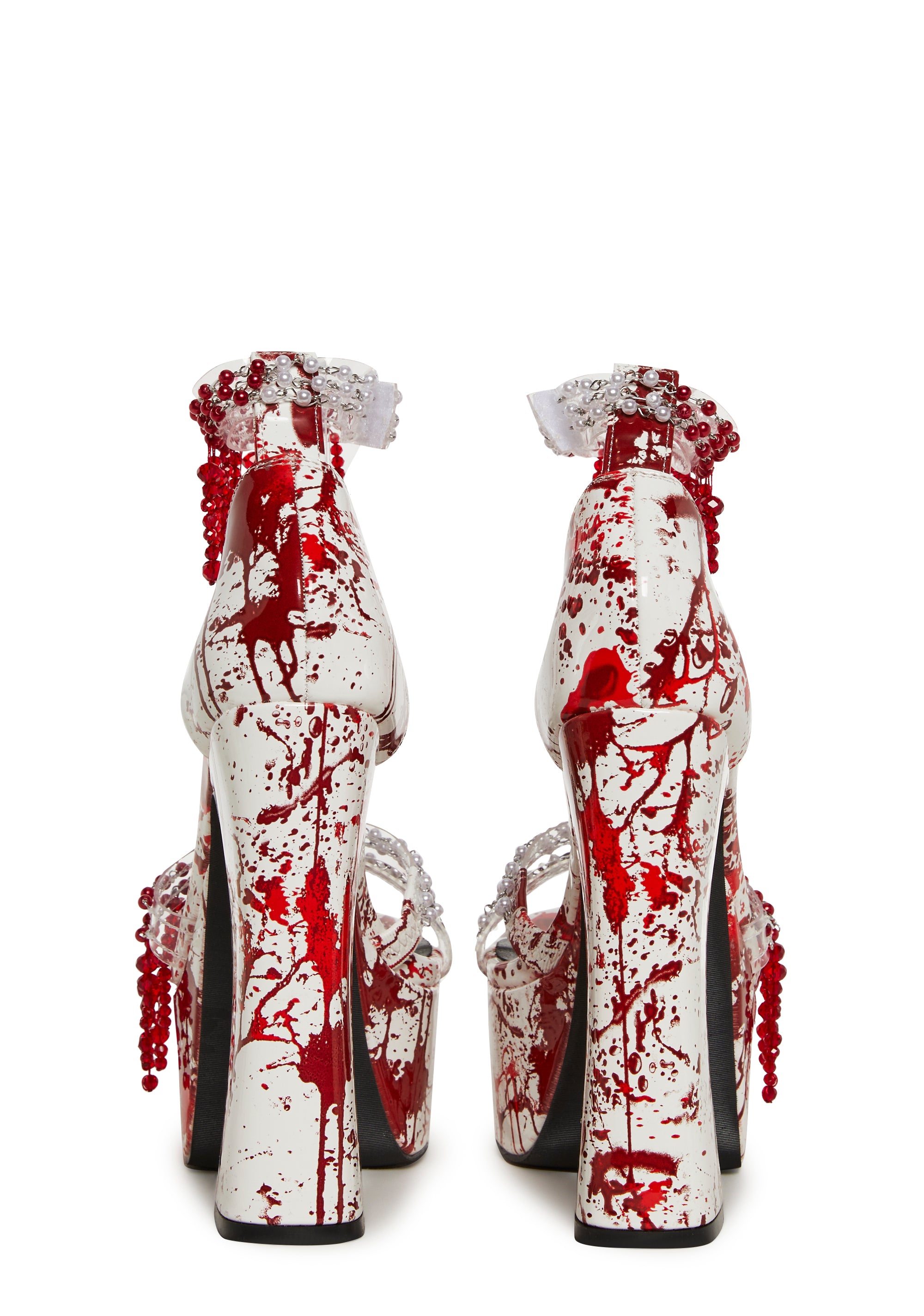 Blood Splatter Scream Queen Platform Heels - White – Dolls Kill