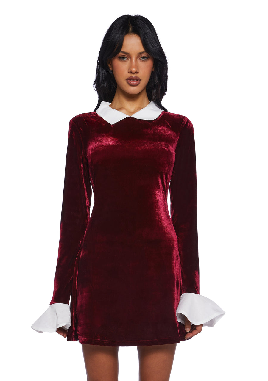 Macchiato Sessions Velvet Dress - Red