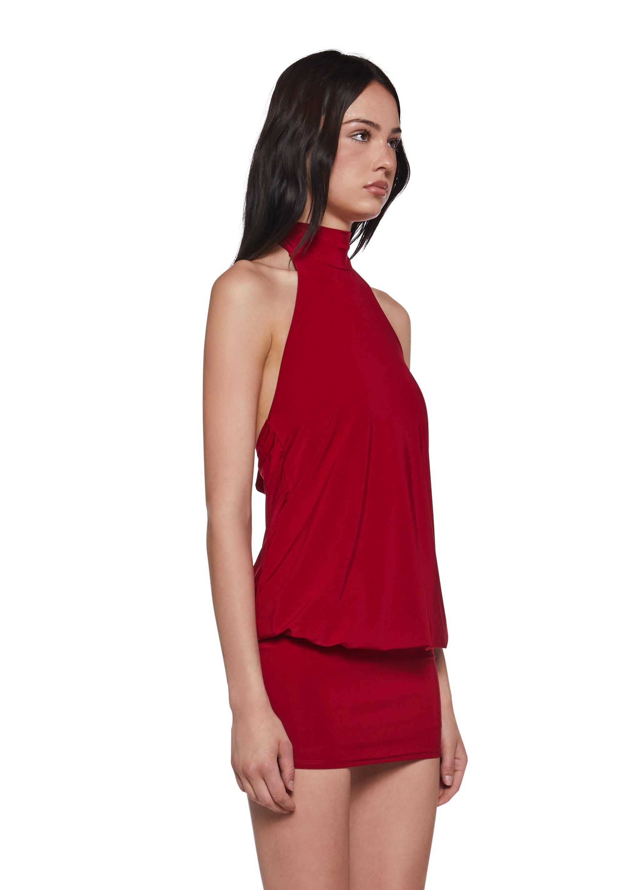 Club Moves Halter Dress -  Red