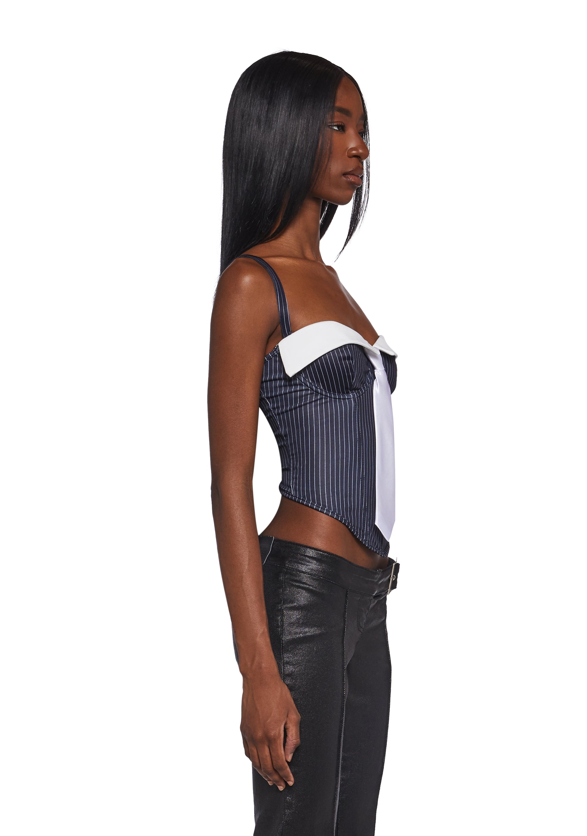 PINSTRIPE CORSET WITH TIE