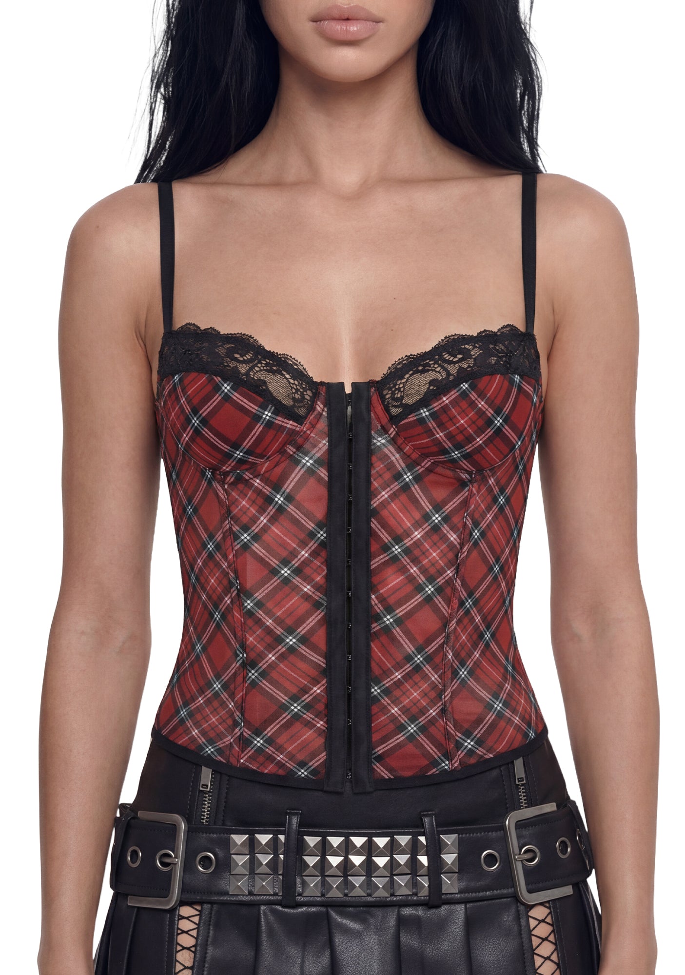 Royal Tartan Plaid Punk Corset Bustier Top - Red – Dolls Kill