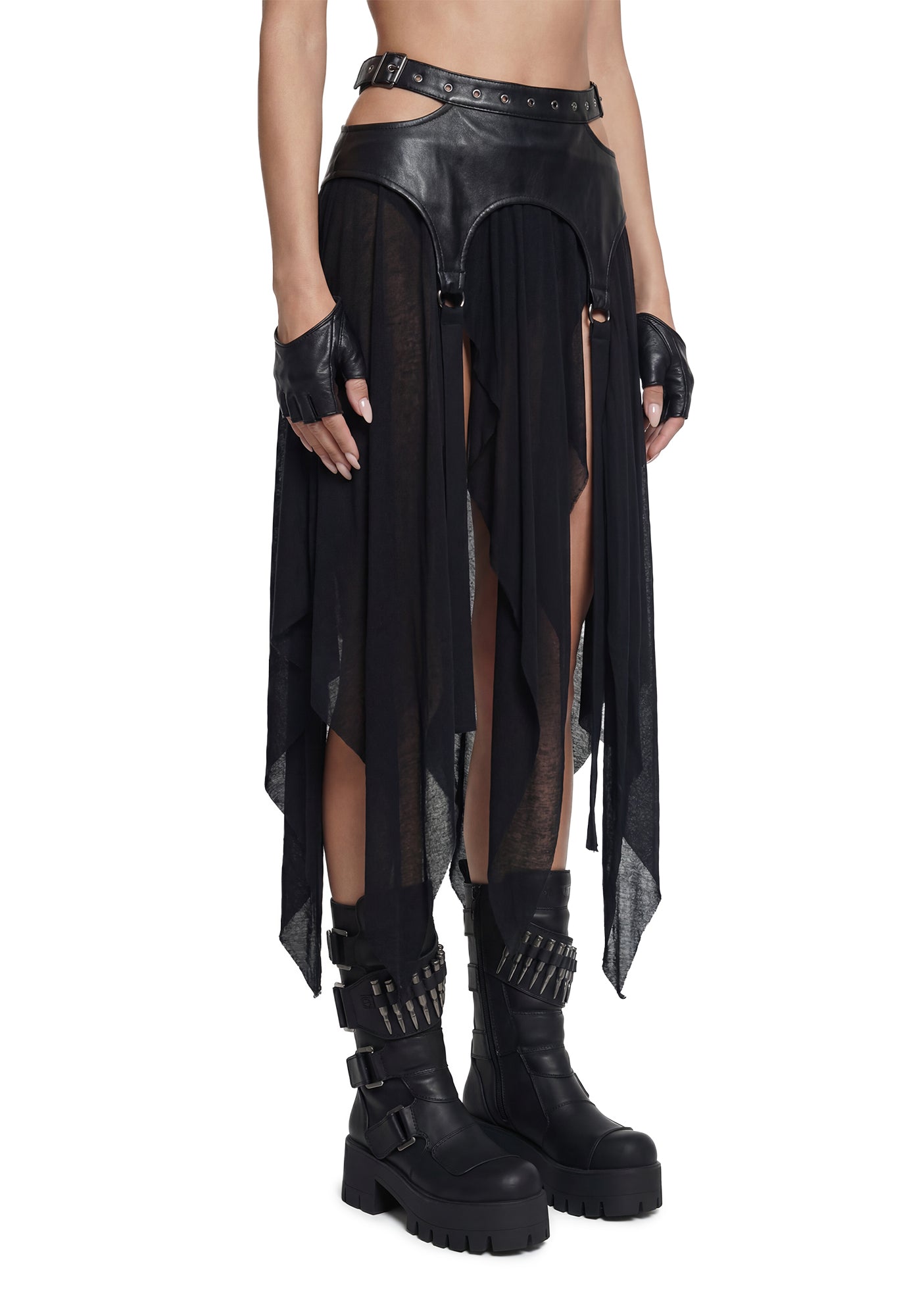 Darker Wavs Festival Rave Avante Garde Analog Buckle Asymmetrical