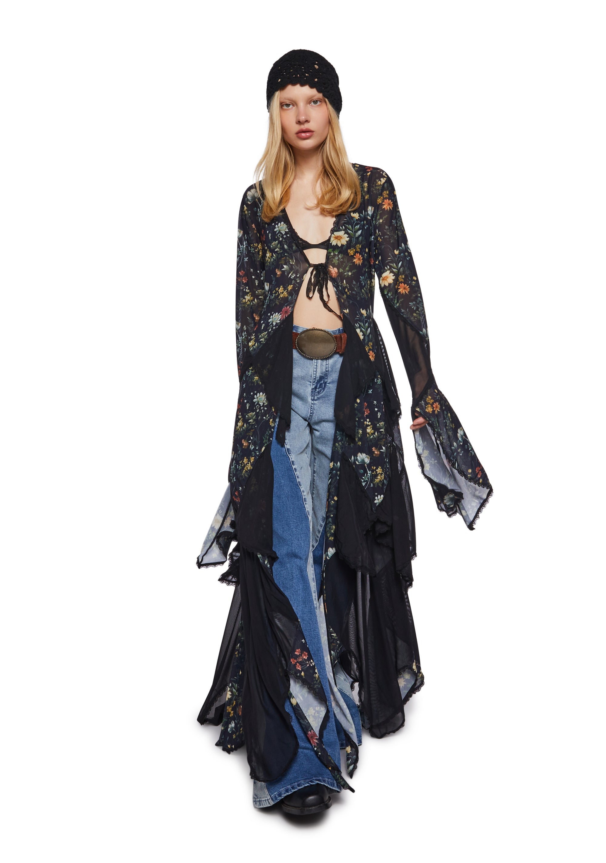 Bohemian Woman Floral Duster
