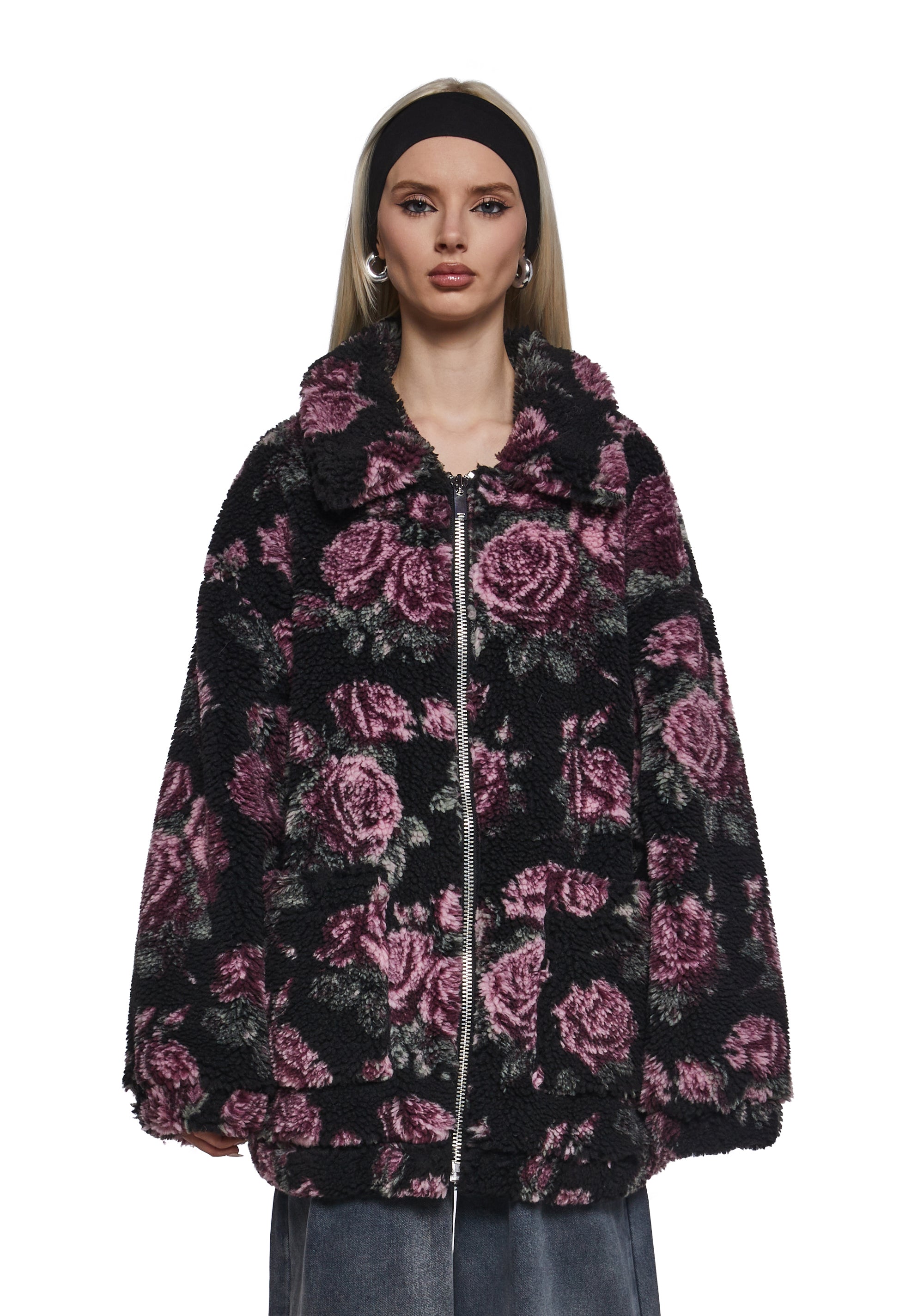 Womens Floral Bubble Sherpa Jacket - Multi – Dolls Kill