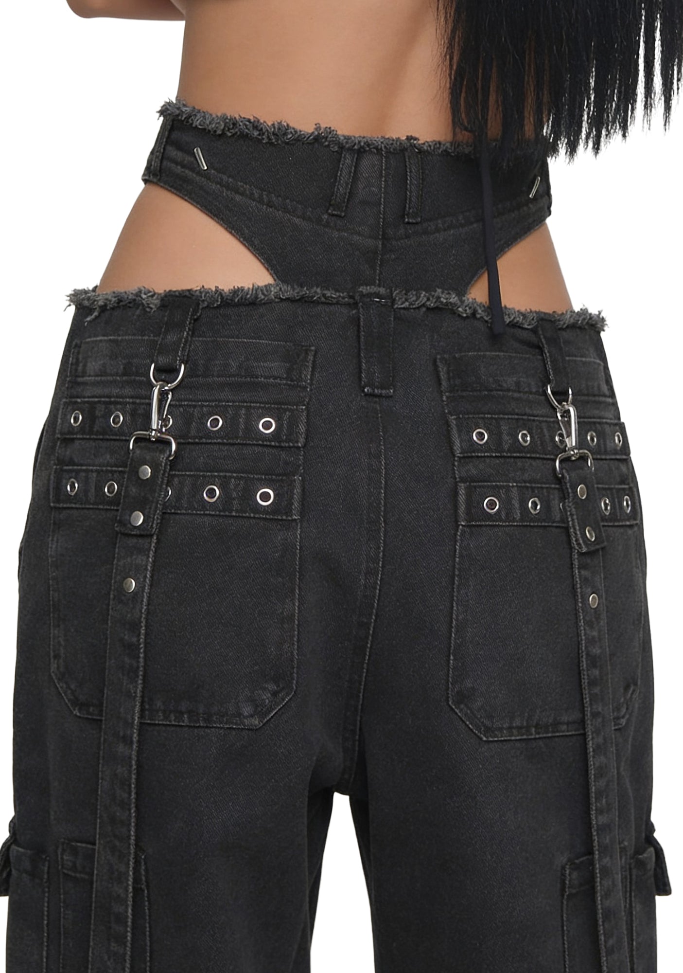 Namilia Cargo Denim Panty Trousers - Black – Dolls Kill