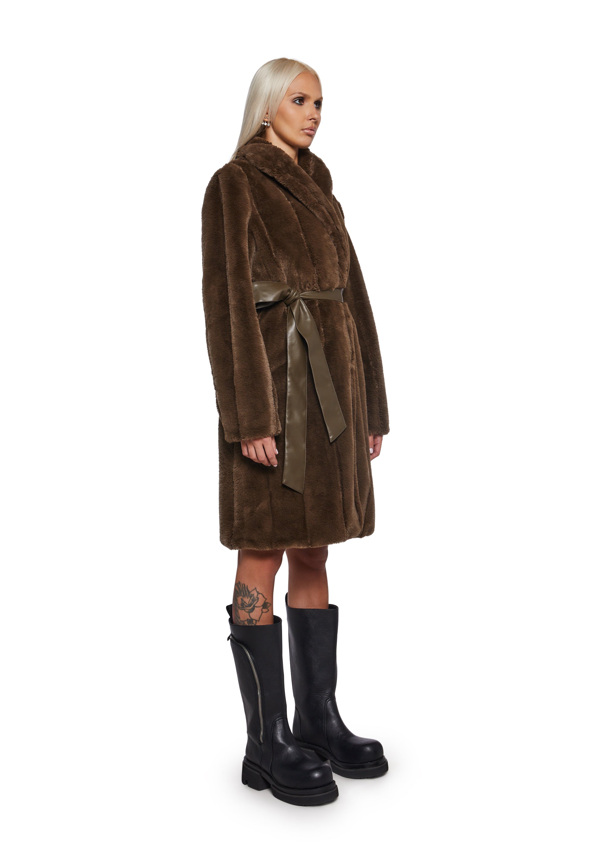 Womens Faux Fur Coat Darker Wavs - Brown – Dolls Kill