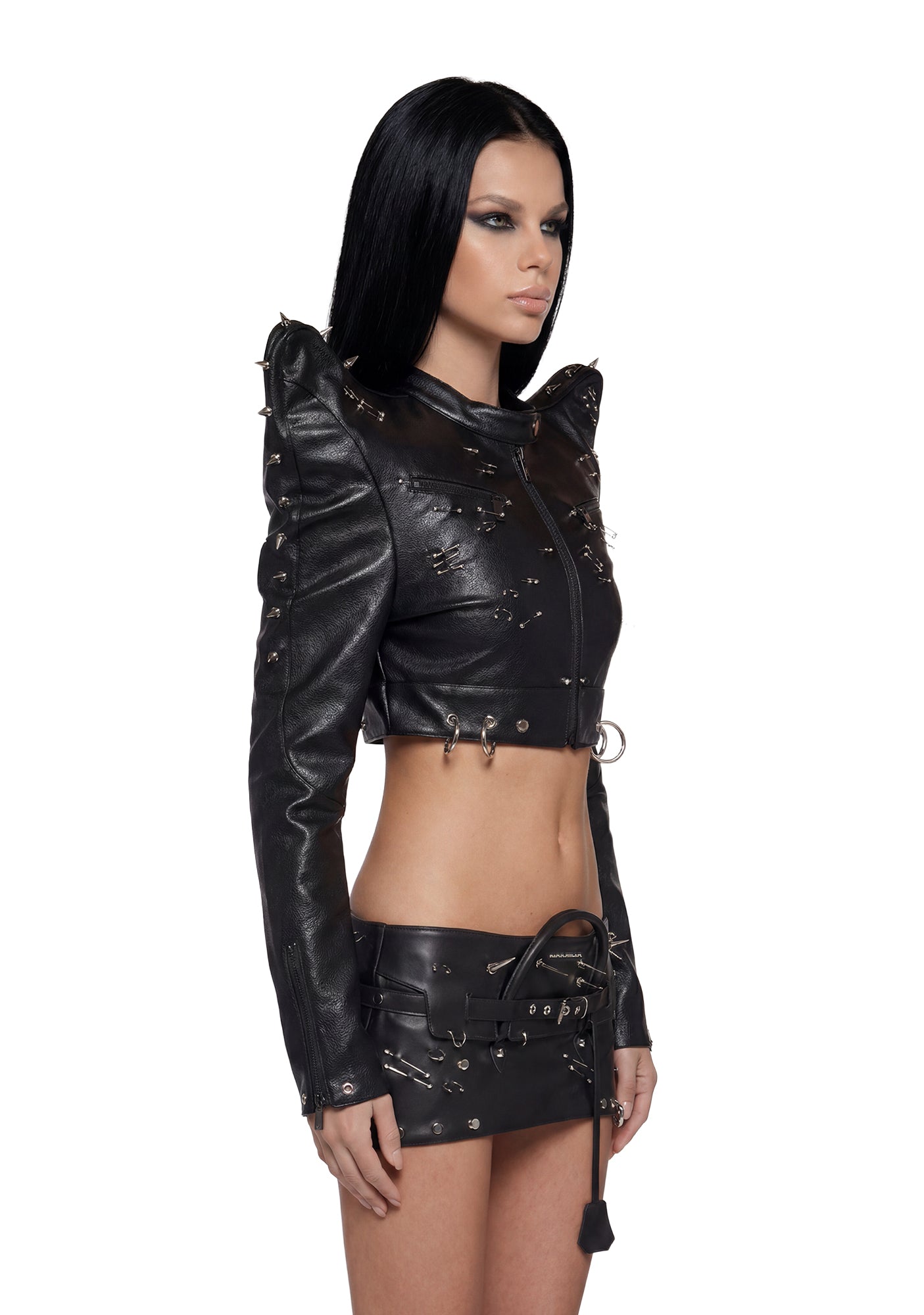 Namilia Pierced Crop Jacket - Black – Dolls Kill