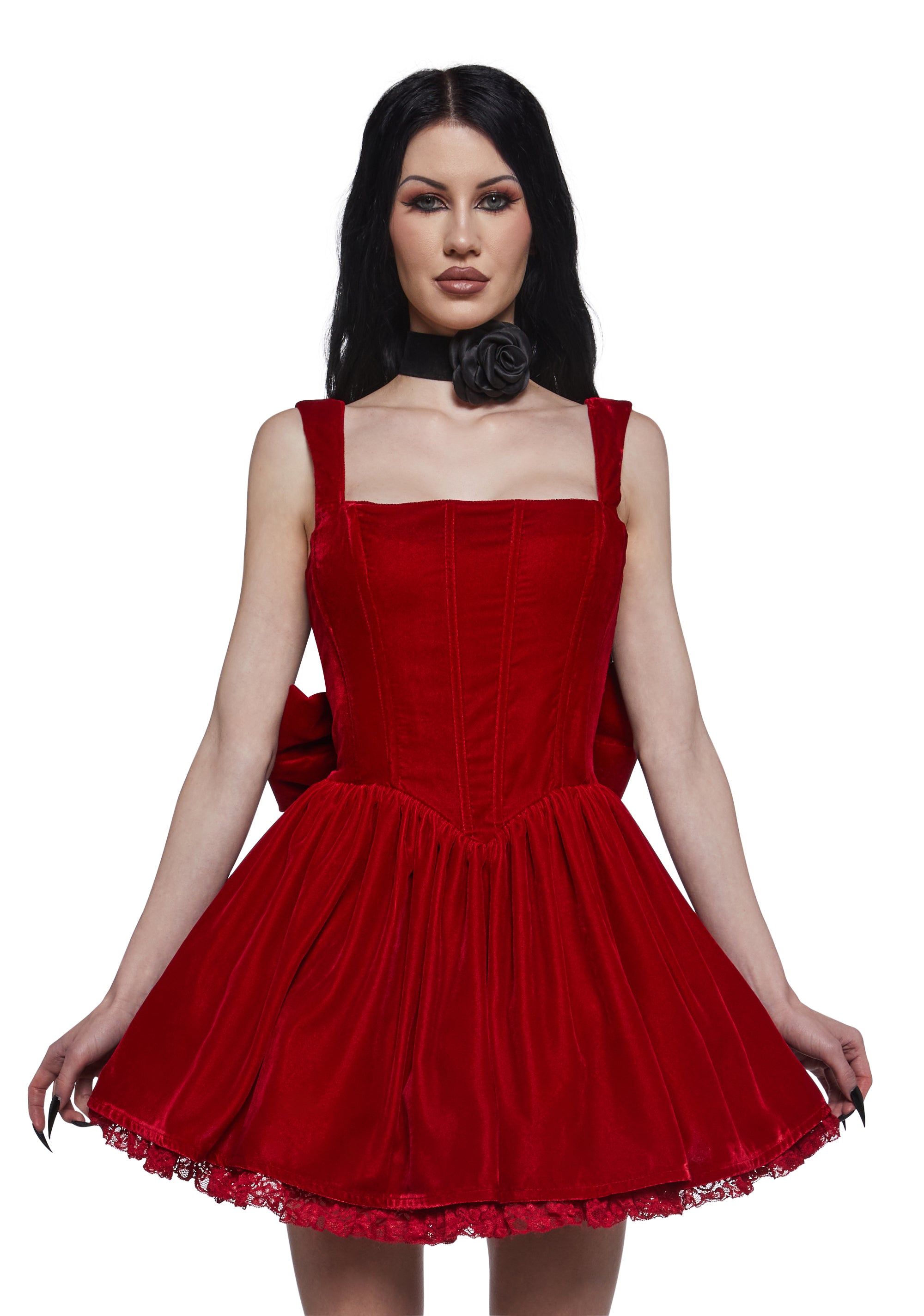 Womens Velvet Corset Mini Dress Sugar Thrillz